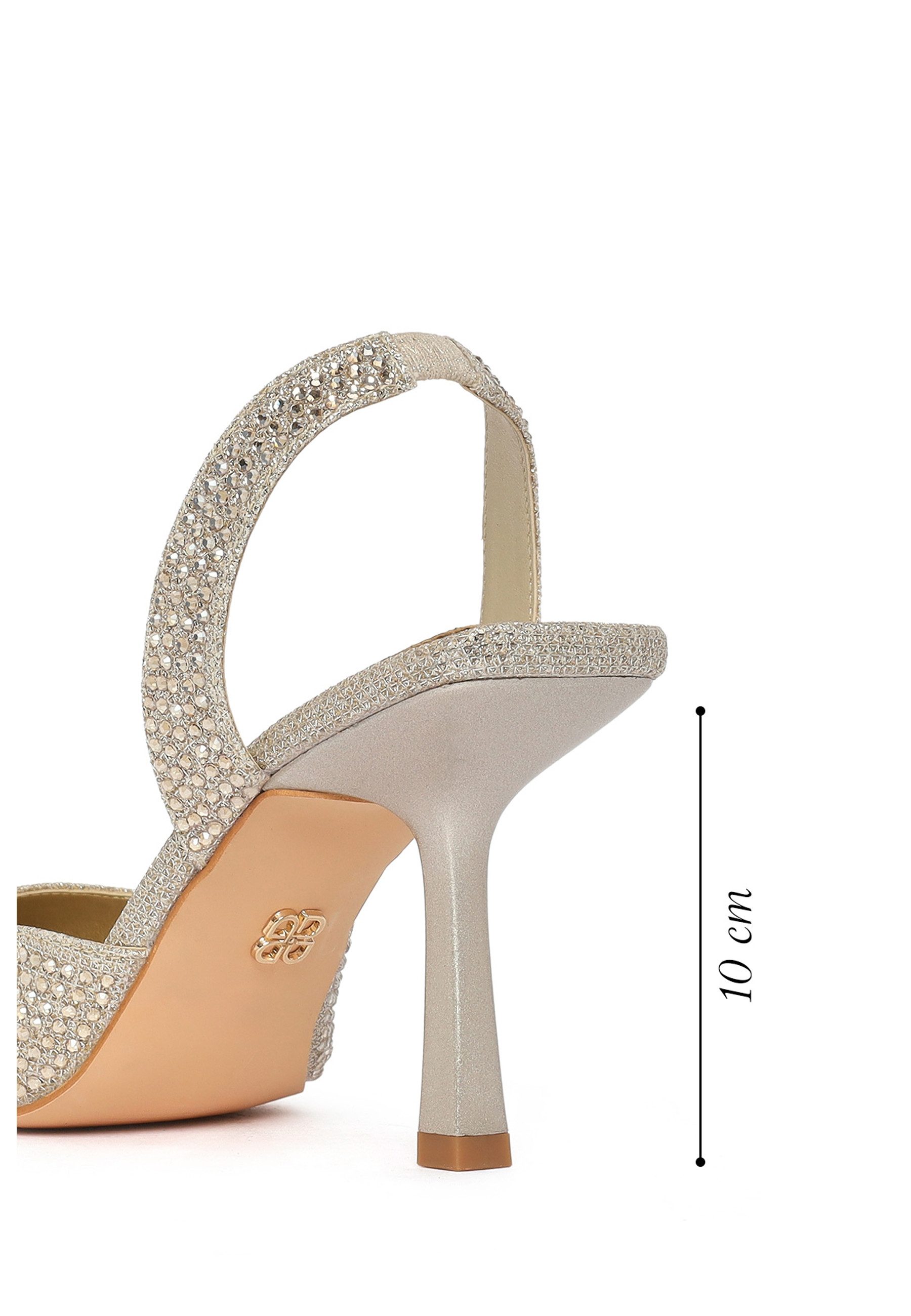 Derimod Slingback-Pumps aus Kunstleder mit hohem Absatz mit Strass-Details Pumps Kunstleder, Synthetikfutter, Slingback-Stil, Glänzendes Obermaterial