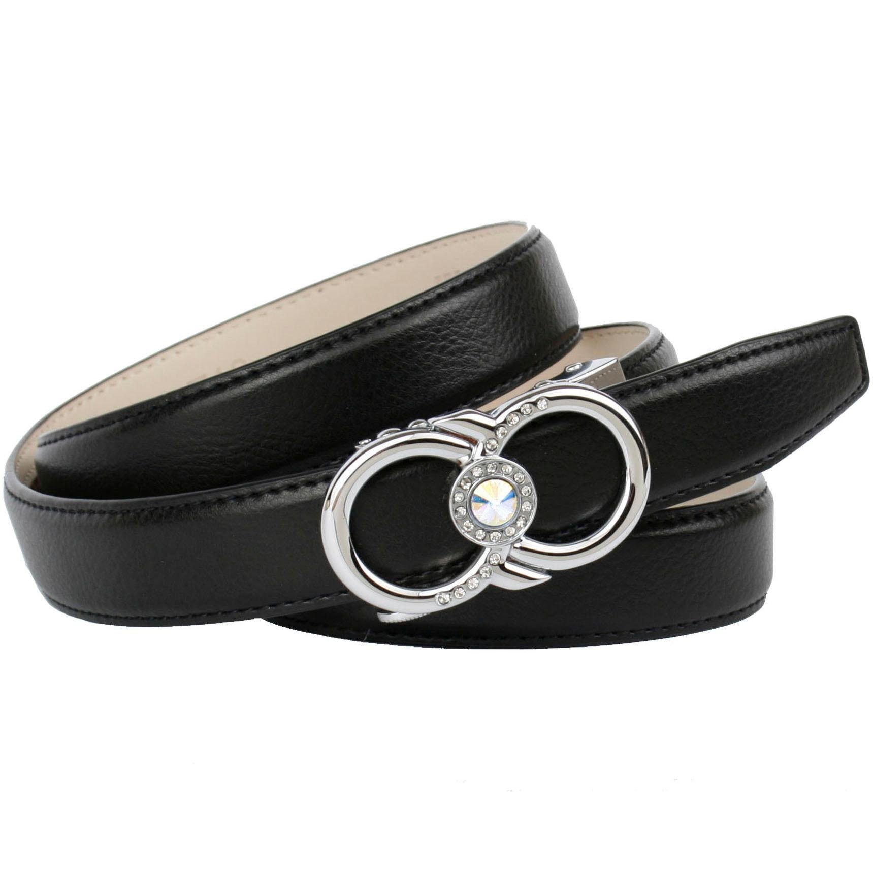 Anthoni Crown Ledergürtel Stilvoller Gürtel in schwarz, Doppelringschließe  mit Schmuck-und Glitzersteinen besetzt online kaufen | OTTO