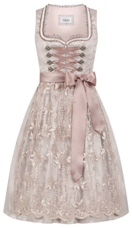 Nübler Trachtenkleid Dirndl Midi Tessa in Taupe von Nübler günstig online kaufen