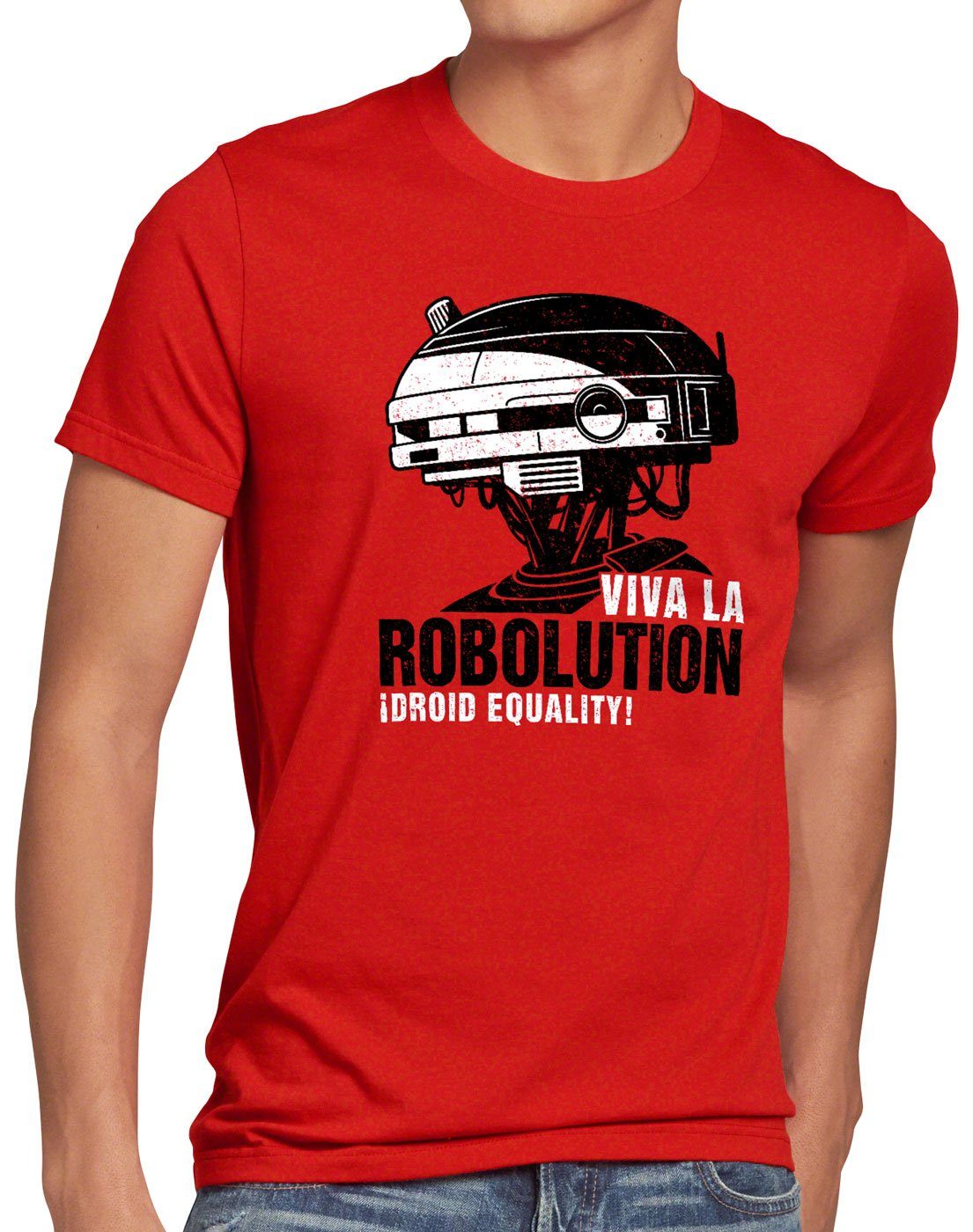 style3 Print-Shirt Herren T-Shirt Droid Equality solo guevara revolution rot