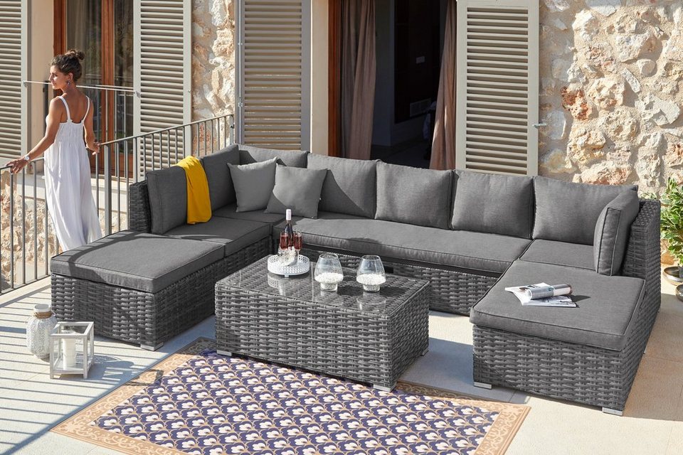 KONIFERA Loungeset »New York«, 21-tlg., Ecklounge, Tisch ... KONIFERA Loungeset »New York«, 21-tlg., Ecklounge, Tisch ...