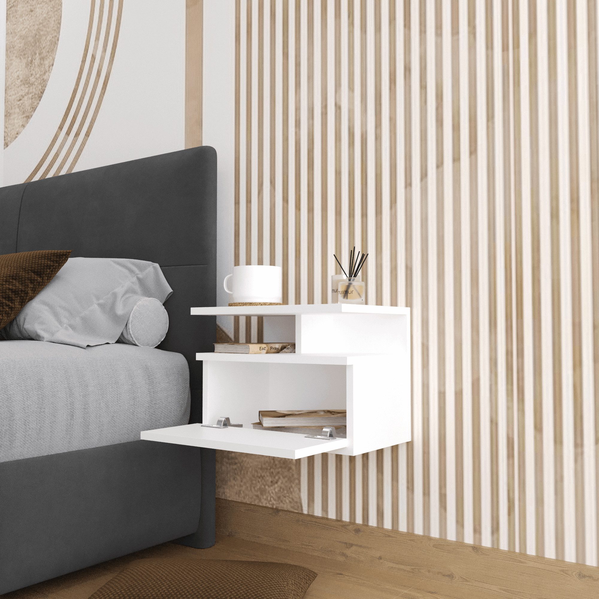 BDR Smart Home Art Kommode Venus Wand-Nachttisch Pine Platzsparend Design mit 2 Farbe