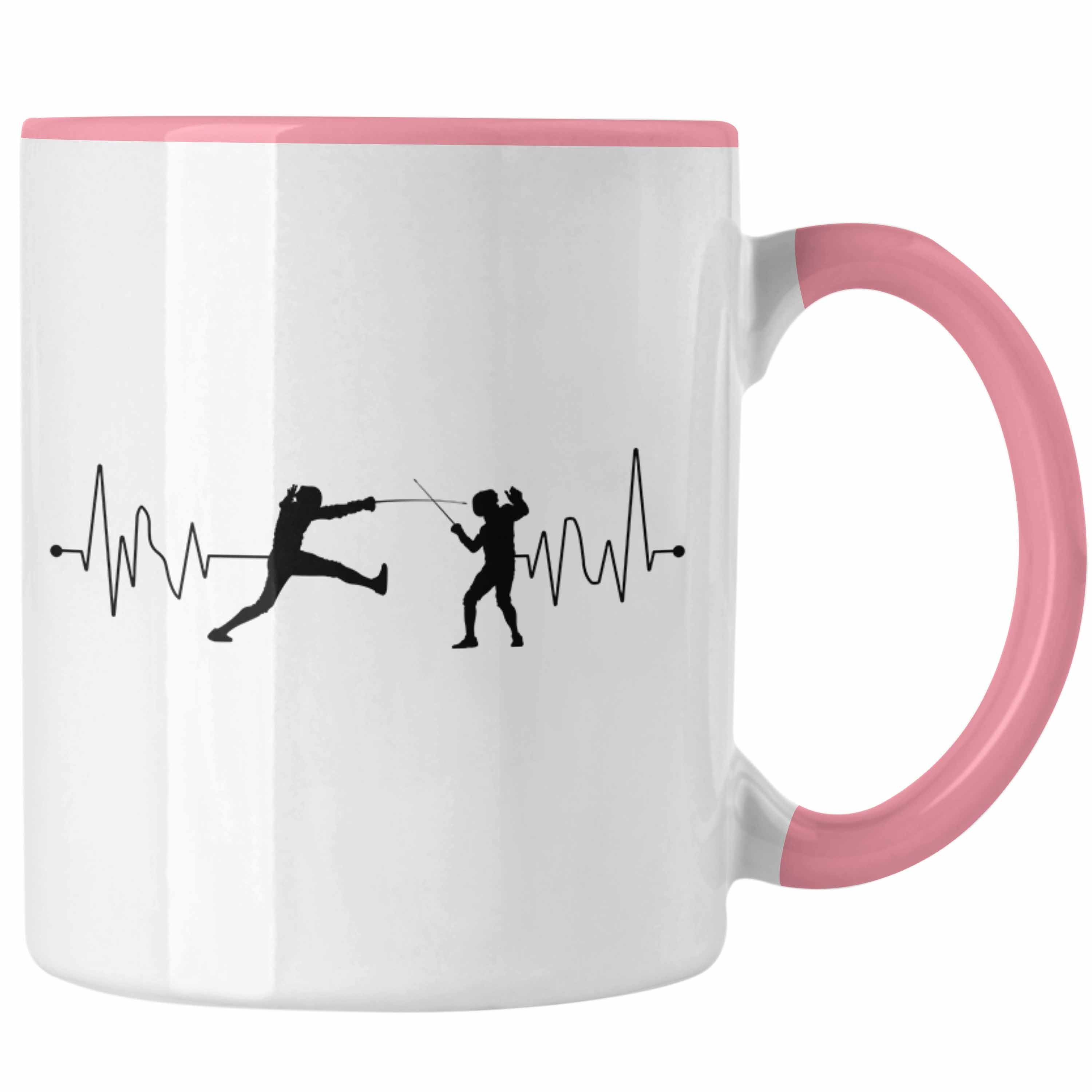 Trendation Tasse Fechten Tasse Geschenk Herzschlag Fechter Geschenkidee Geburtstag Weih Rosa