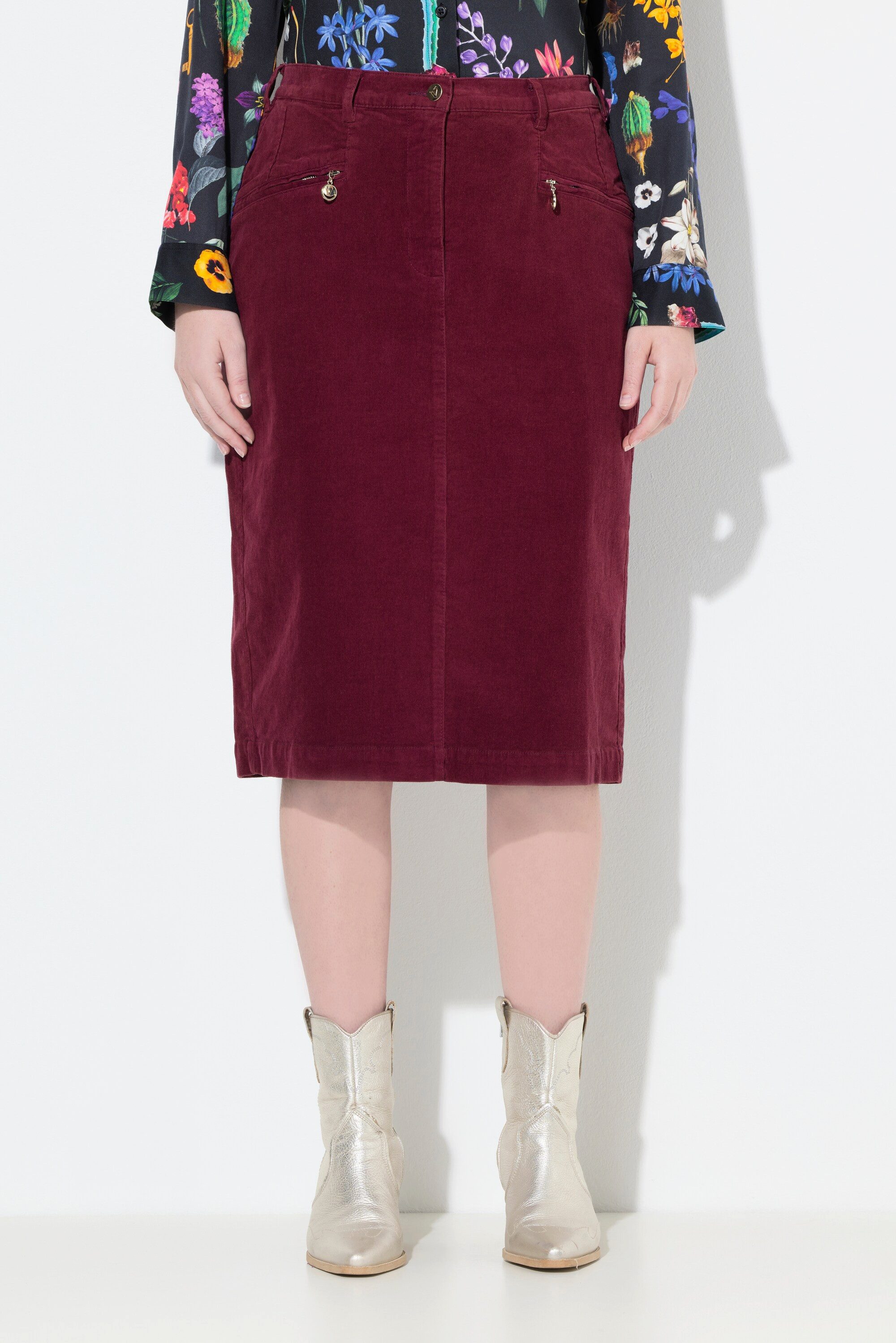 Ulla Popken Jerseyrock Cord-Rock Mony Reißverschlusstaschen Komfortbund günstig online kaufen