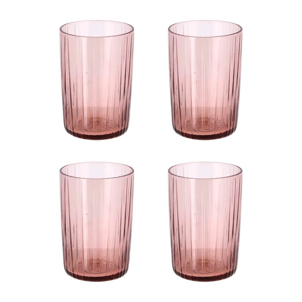 Bitz Glas Kusintha 0,28 Liter 4 Stück, 4-teilig, aus recyceltem Glas hergestellt pink