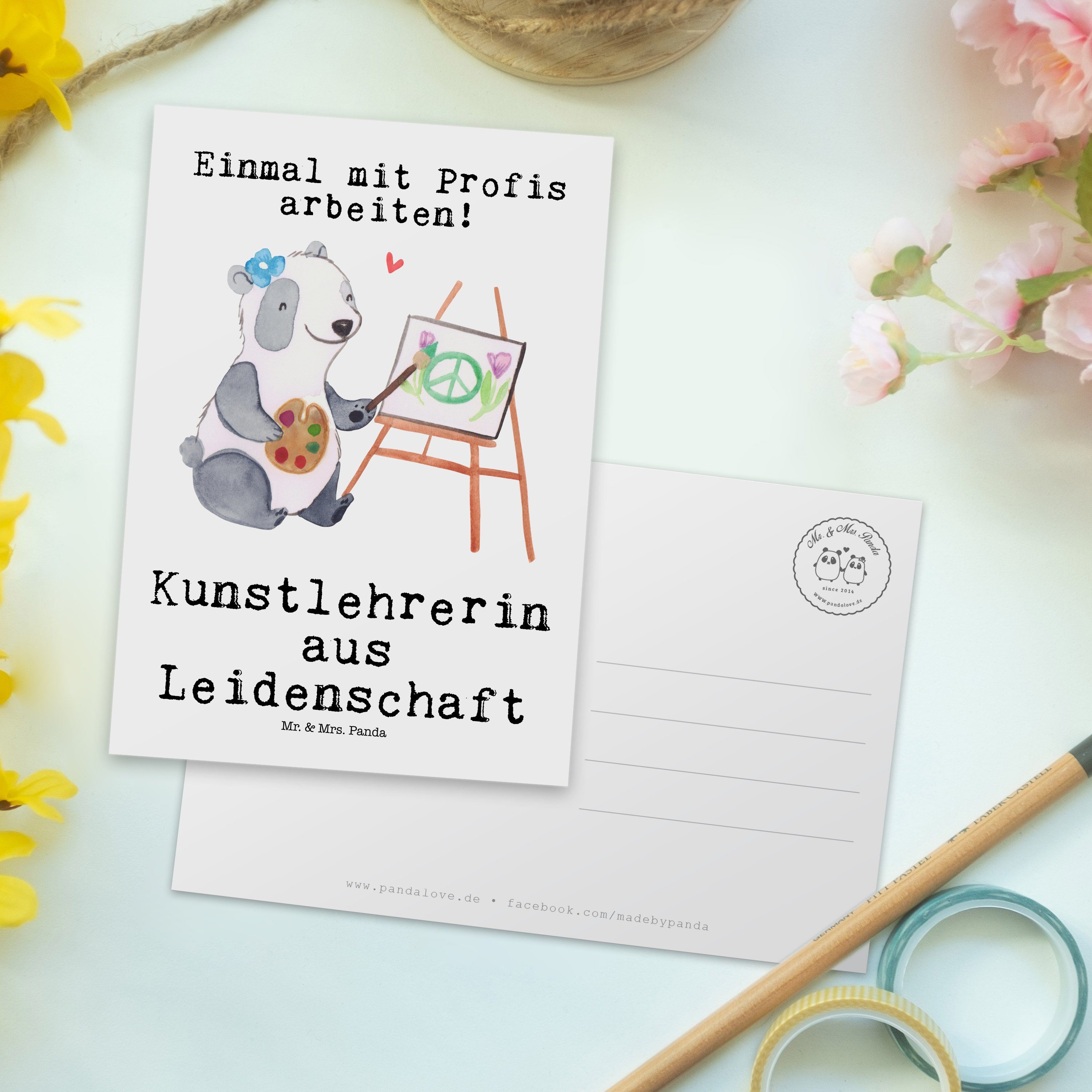 Leidenschaft Weiß Kunstlehrerin Postkarte - & - Sche Mr. Mrs. Geschenk, Ansichtskarte, aus Panda