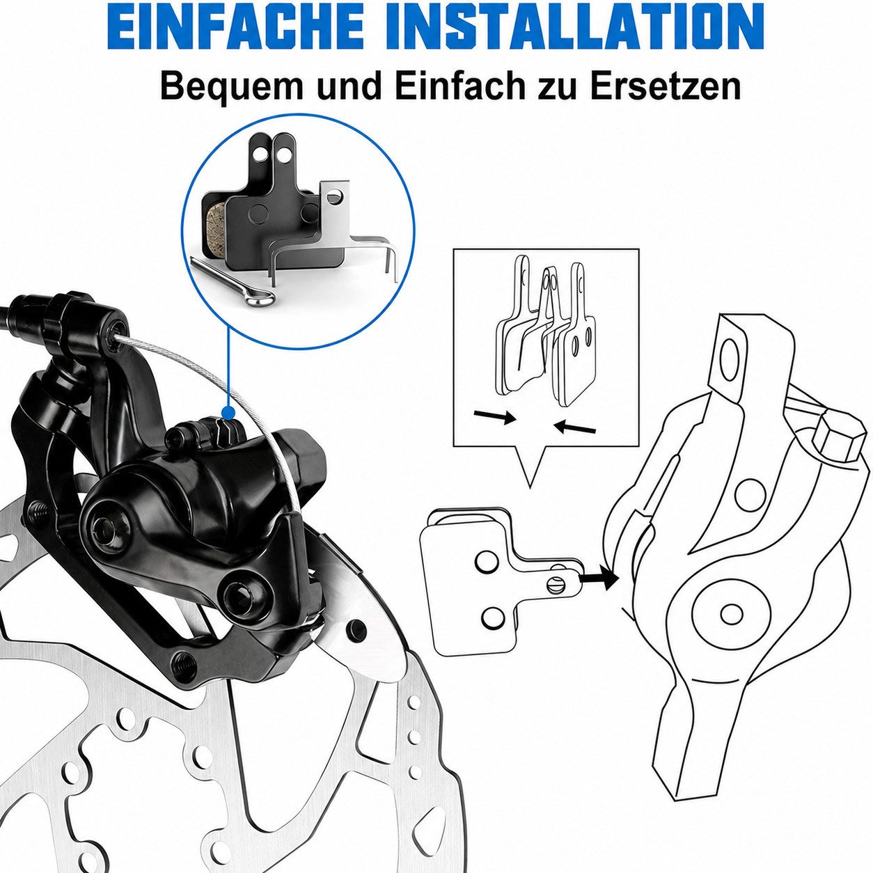 MOPUEA Bremsbelag 2-St Mountainbike-Bremsbeläge Semi-Metallische Reibbeläge (für sichere Bremsleistung bei jedem Wetter), mit starker Bremskraft und geringer Ge – Bild 4 von 5