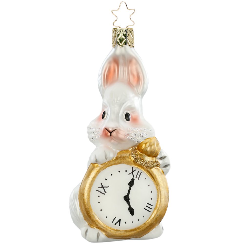 INGE-GLAS® Christbaumschmuck verspäteter Hase 11,5cm crazy tea party (1-tlg), mundgeblasen, handbemalt