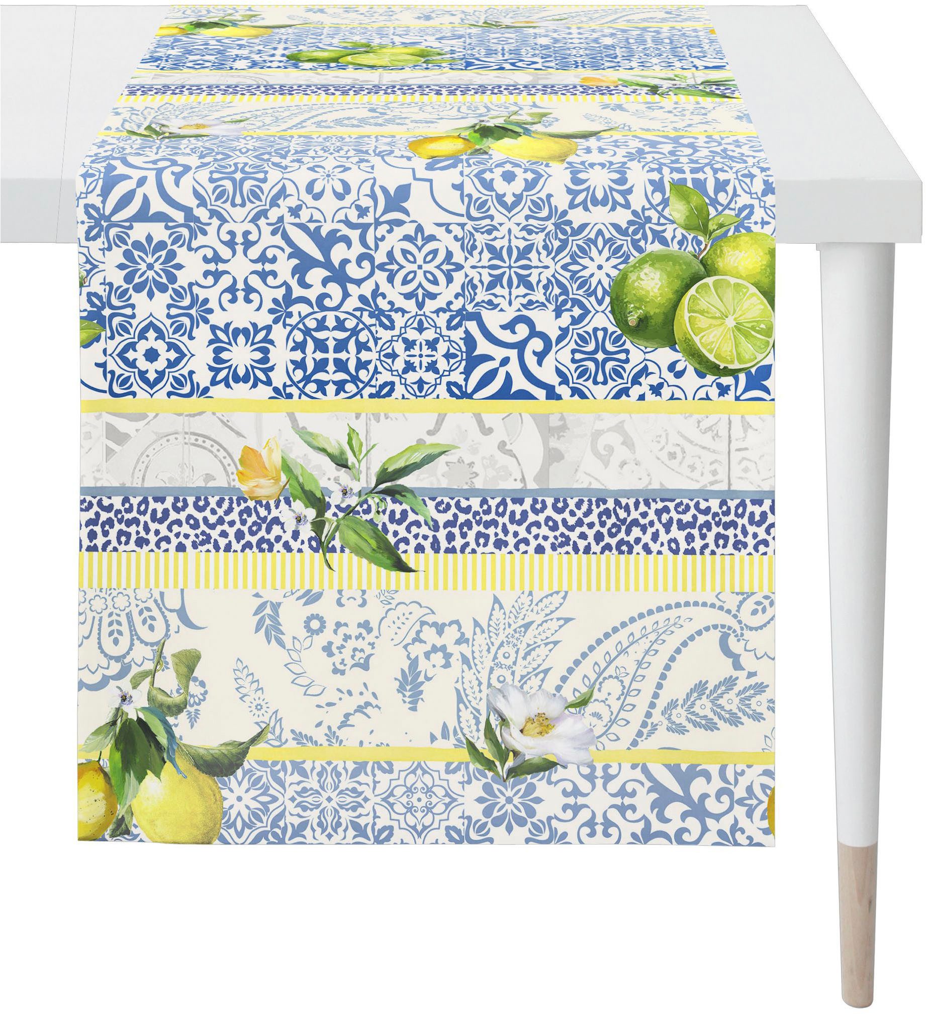 APELT Tischdecke 7005 (1-tlg), Paisley-Motive und Kachelmotive mit Citrusfrüchten