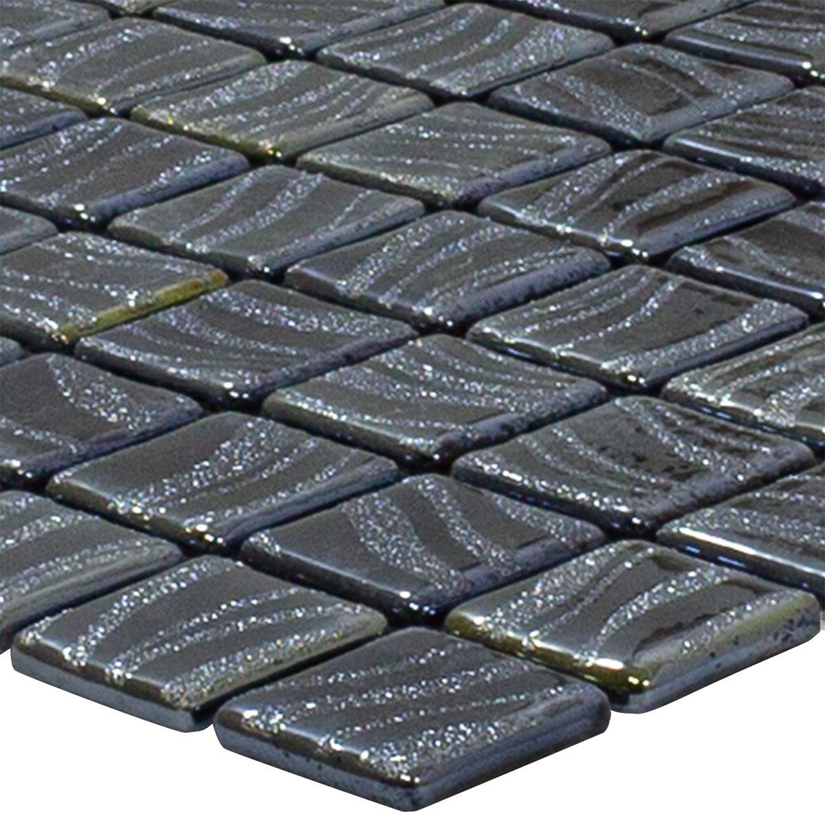 Mosafil Mosaikfliesen Glas Schwimmbad Pool Mosaik Marisburg Glitzer, Glas-Ecoglas 31.600x31.600, schwarz, Punktverklebt - Frostsicher - Wasserdicht - Wasserfest - Rutschfest