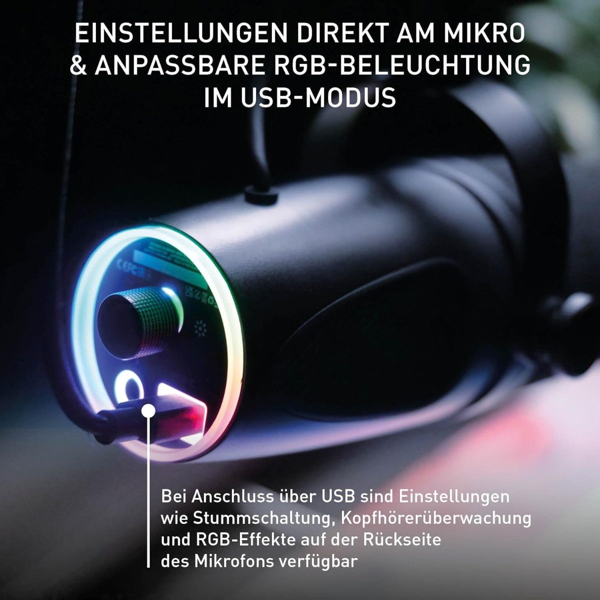 Cherry Streaming-Mikrofon NGALE X, USB- & XLR-Mikrofon mit RGB-Beleuchtung und Low-Cut-Filter