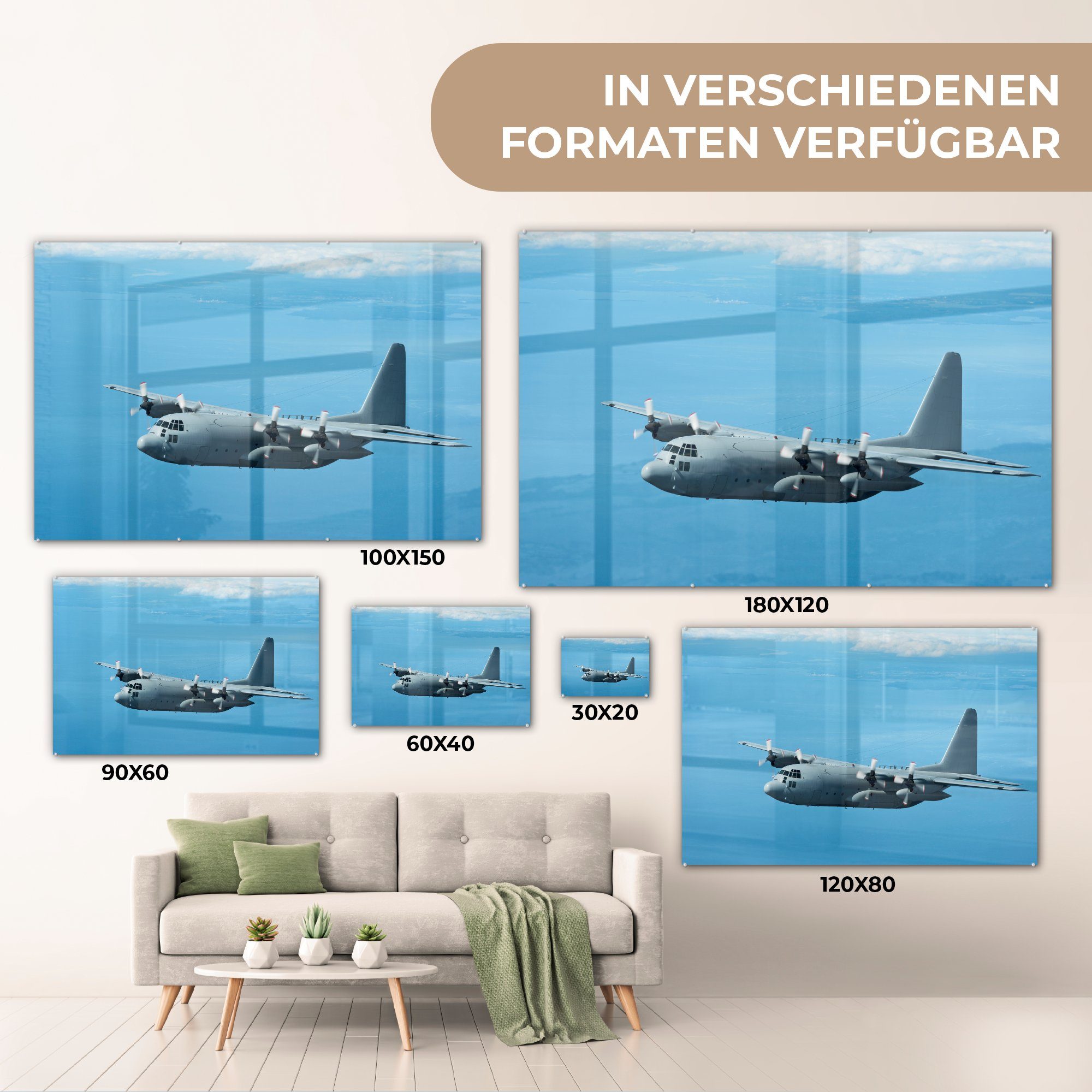 der Acrylglasbild Schlafzimmer St), Acrylglasbilder Militärflugzeuge (1 & Luft, MuchoWow Wohnzimmer in