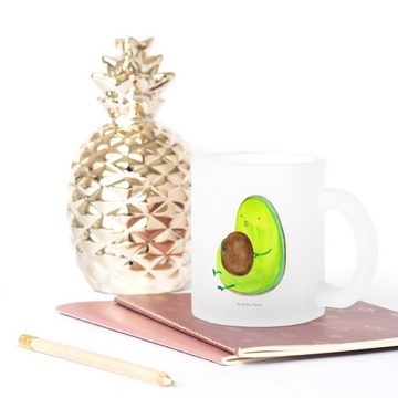 Mr. & Mrs. Panda Teeglas Avocado Pfeifen - Transparent - Geschenk, dick sein, Glas Teetasse, D, Premium Glas, Liebevolles Design