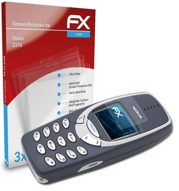 atFoliX Schutzfolie Displayschutz für Nokia 3310, (3 Folien), Ultraklar und hartbeschichtet