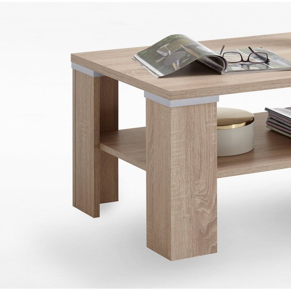 FMD Möbel Couchtisch Couchtisch Beistelltisch Tisch Wohnzimmertisch BASTIA  Eiche Sägerau Nb. FMD ca. 100x46x60 cm