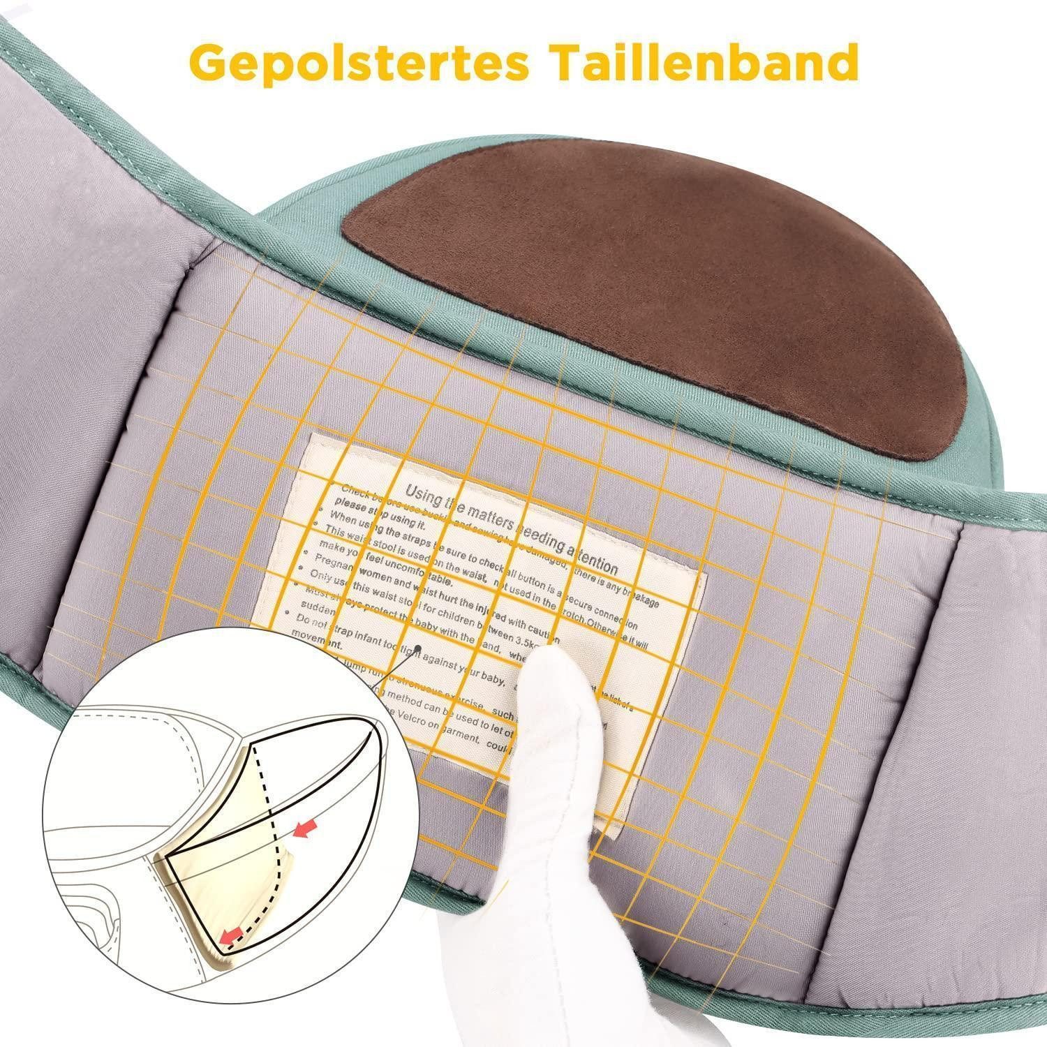 LuxusKollektion Babytrage Hüftsitz Baby 4 Tragepositionen 0 36 Monate 3-Hellblau