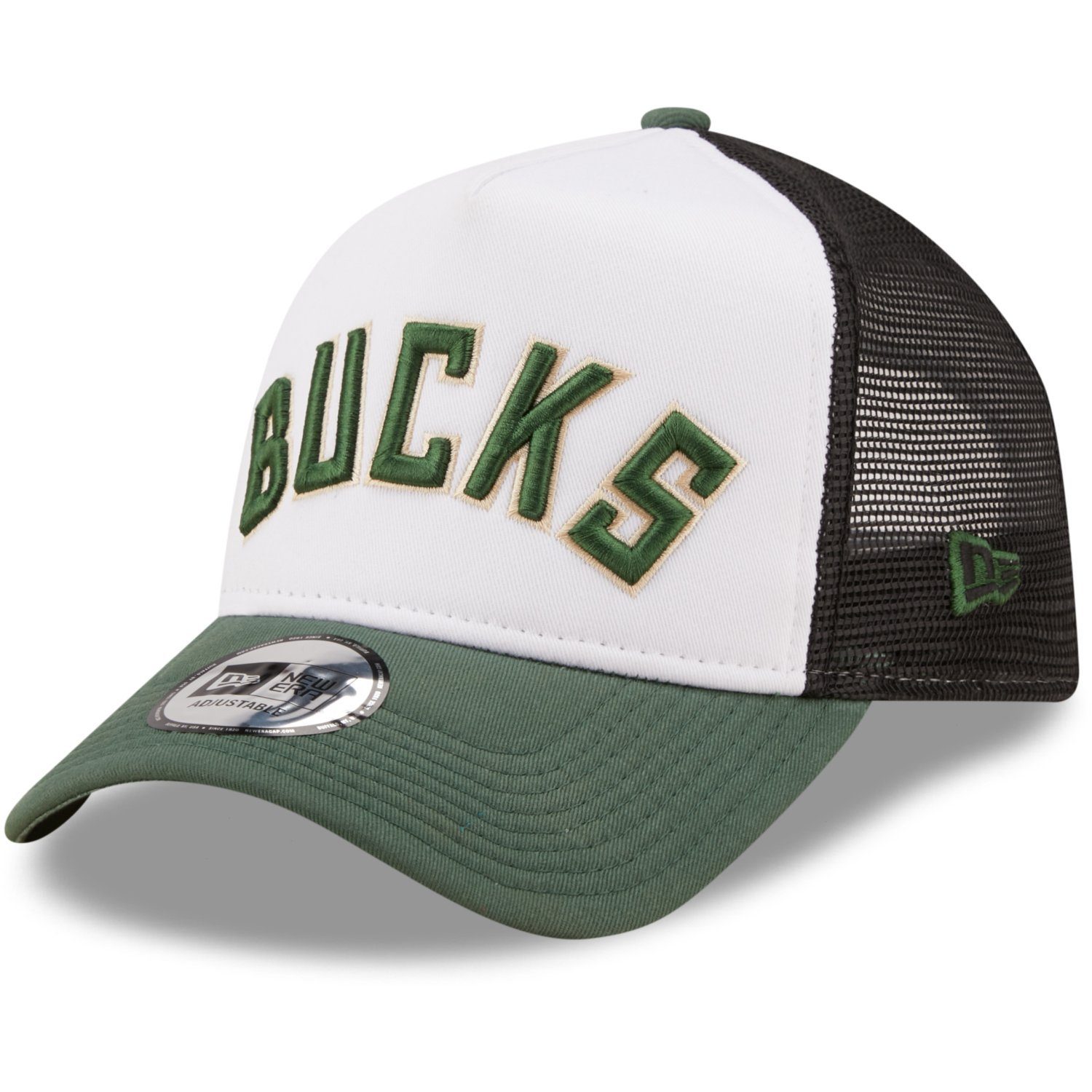 [Verkauf zum begrenzten Preis] New Era Trucker Cap AFrame NBA Bucks Trucker Milwaukee