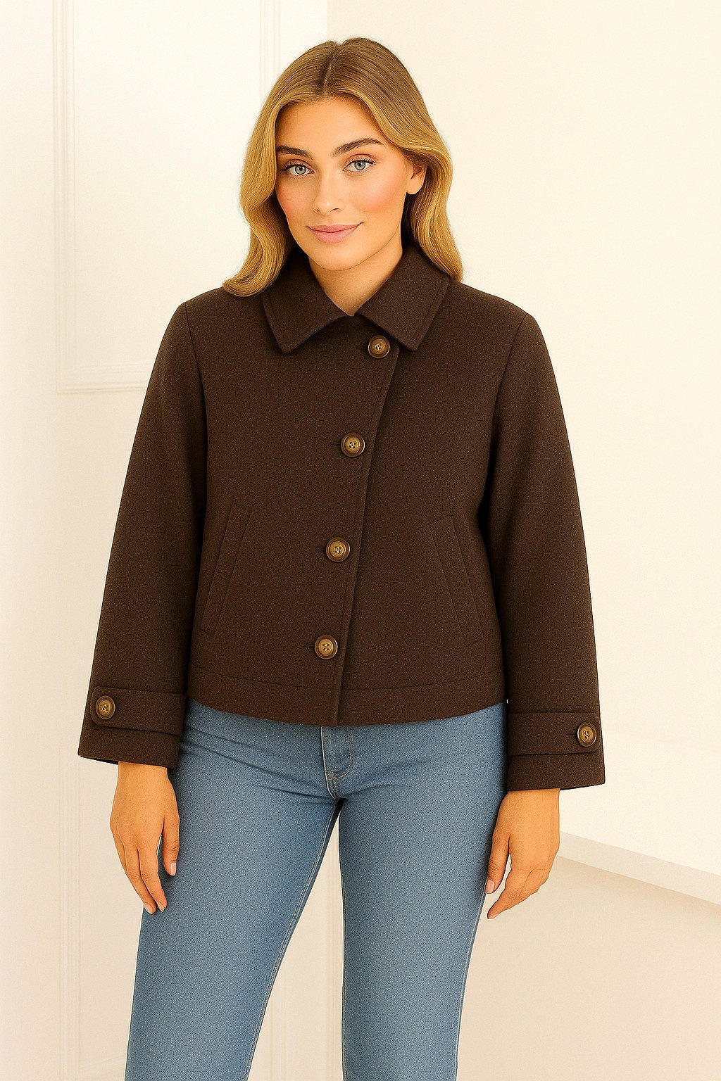 Kurzmantel Worldclassca Einreihiger Trenchcoat Jacke Crop Poncho Fledermausjacke