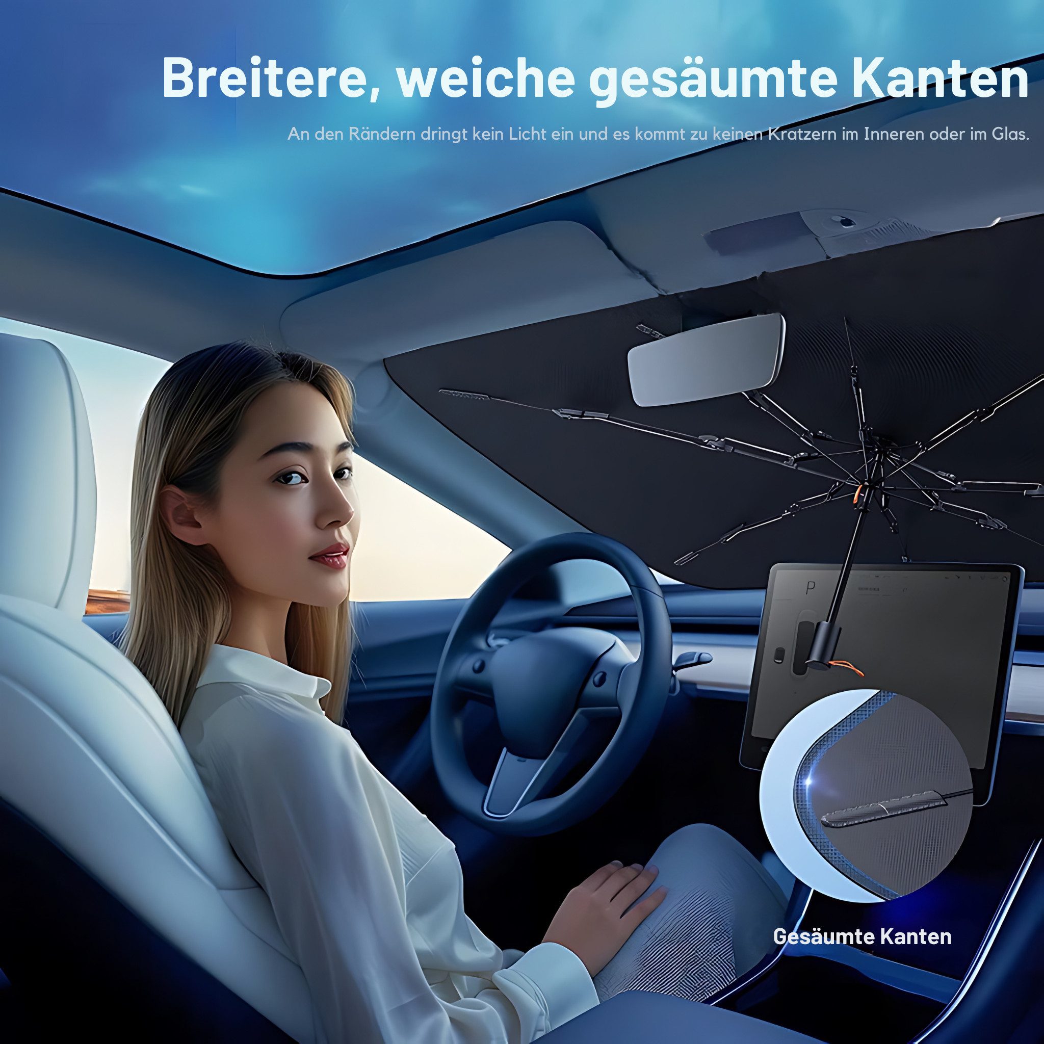 HS.SUPPLY Autosonnenschutz Frontscheibenabdeckung, Auto Sonnenschutzschirm, Auto Sonnenschutz, Universell einsetzbar, gesäumte Ecken