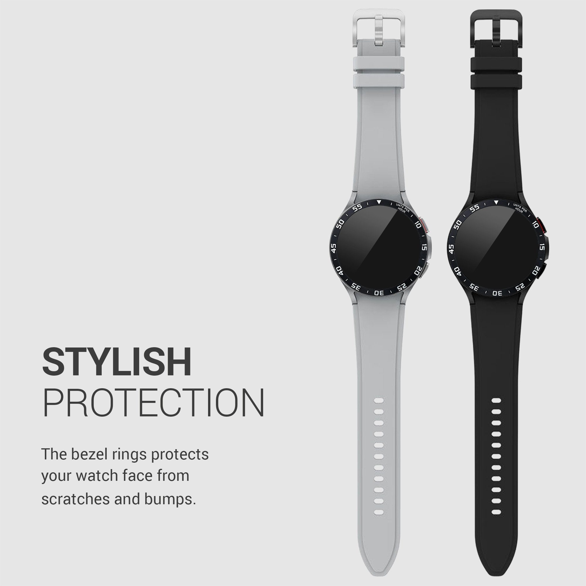 kwmobile Smartwatch-Hülle Schutzring für Samsung Galaxy Watch 4 Classic (46mm) Fitnesstracker, Bezel Ring Lünette in Schwarz Silber