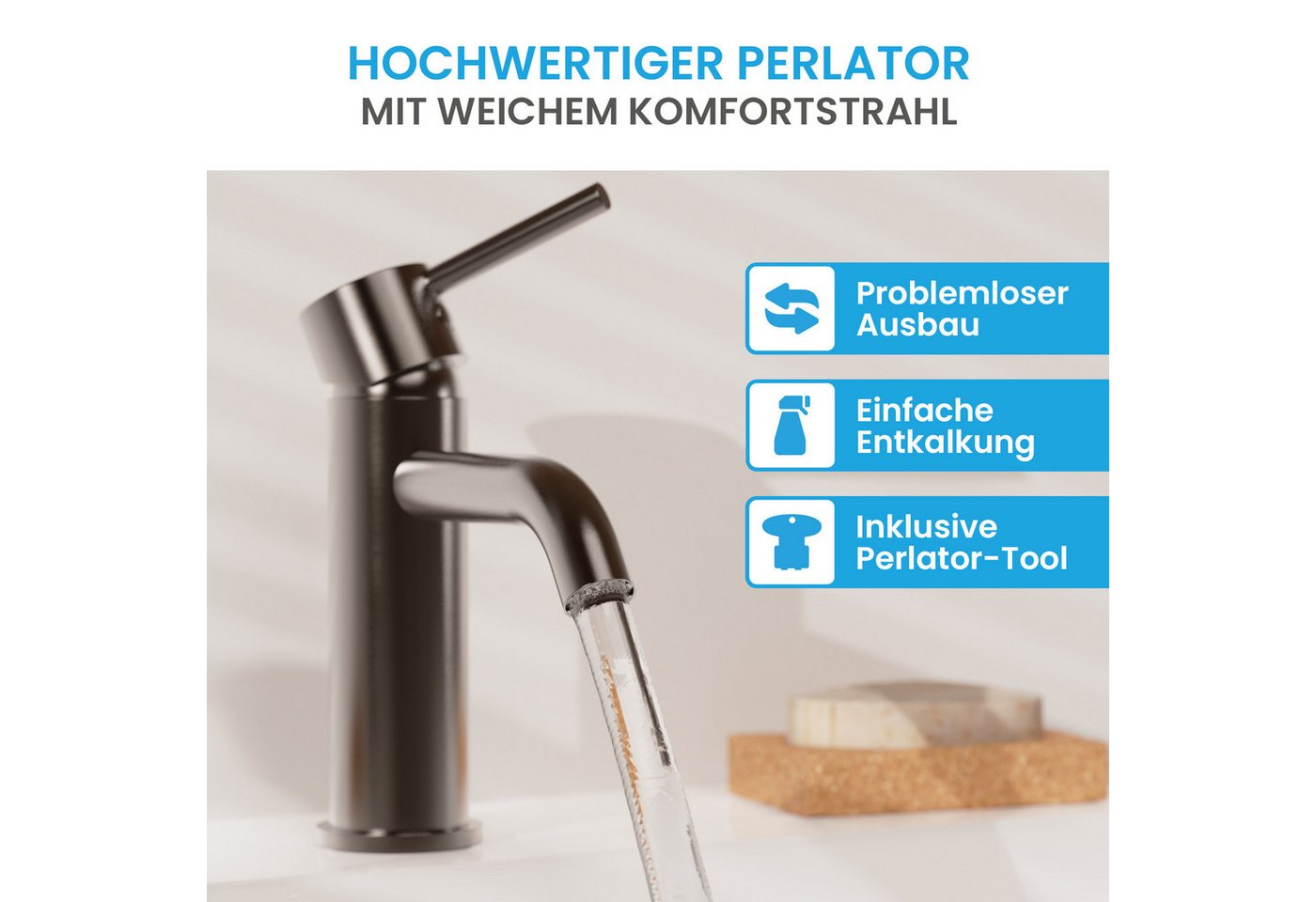 Thumbnail - Bächlein Badarmatur Susara - eleganter Bad Wasserhahn, Waschbecken Armatur