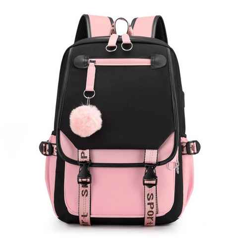 OKWISH Schulrucksack Laptop Rucksack Rucksäcke Schulranzen Wasserbeständig Laptoptasche (Laptop Notebook Tasche Schule Uni Rucksack, mit USB-Lade-Anschluss, Backpack mit Laptopfach, 46 × 29 × 16 cm), für Herren Damen Schüler Teenager Studenten Jungen Freizeit Arbeit