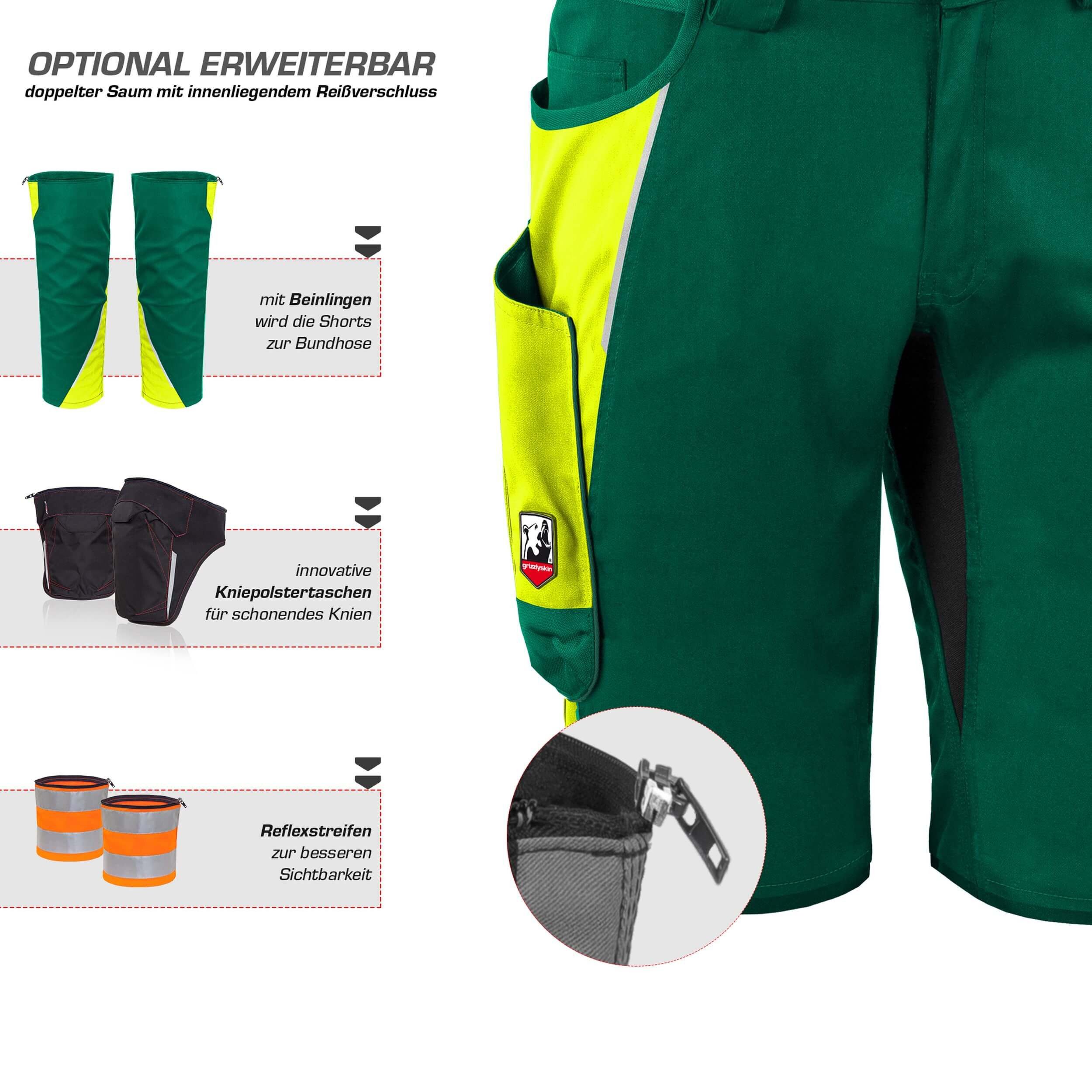 Qualitex Workwear Arbeitsshorts Handwerker-Shorts IRON mit 13 Taschen aus Lyocell, Cordura & Stretch (1-tlg) moderne, kurze Arbeitshose - Strapazierfähig - Funktional-Erweiterbar
