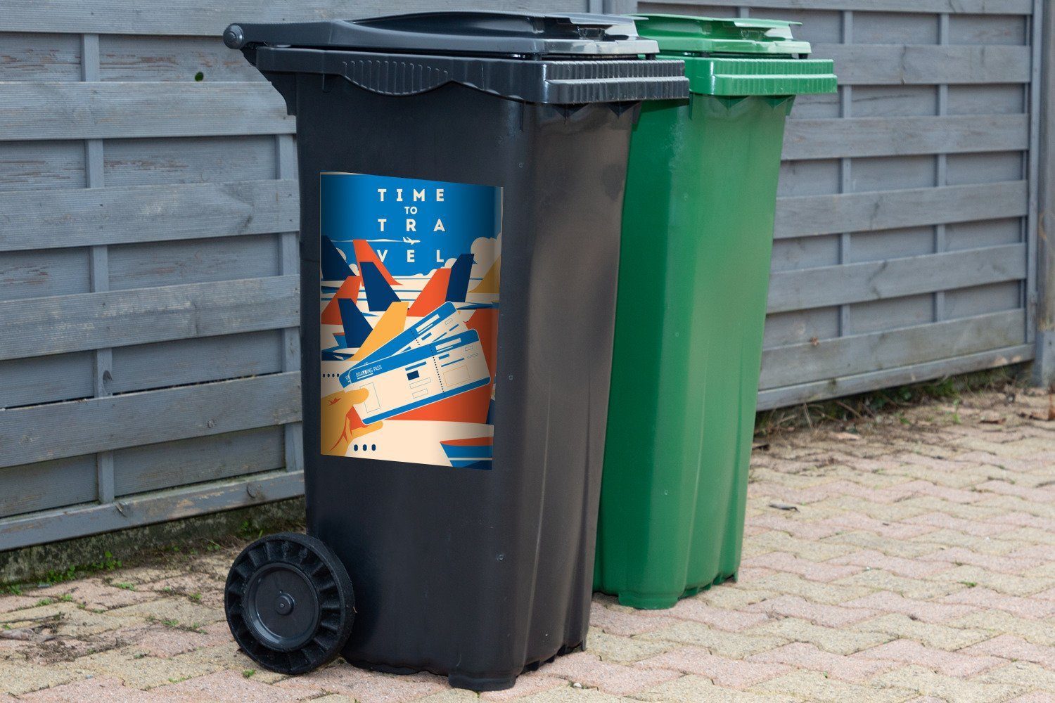- Abfalbehälter Mülltonne, St), (1 Mülleimer-aufkleber, Flugzeug Container, Wandsticker Zitat Sticker, - Urlaub MuchoWow