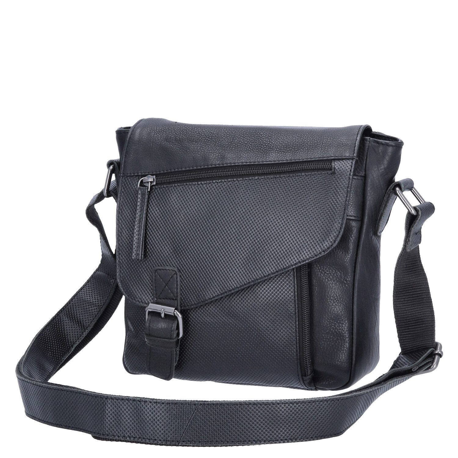 Umhängetasche The Skandinavian Brand Damen Leder Schultertasche Black