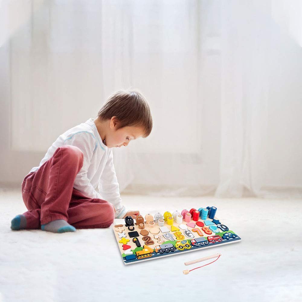 Zaloife Montessori Spielzeug Holz Puzzle Sortierbox Kinder Lernspielzeug mit ... 