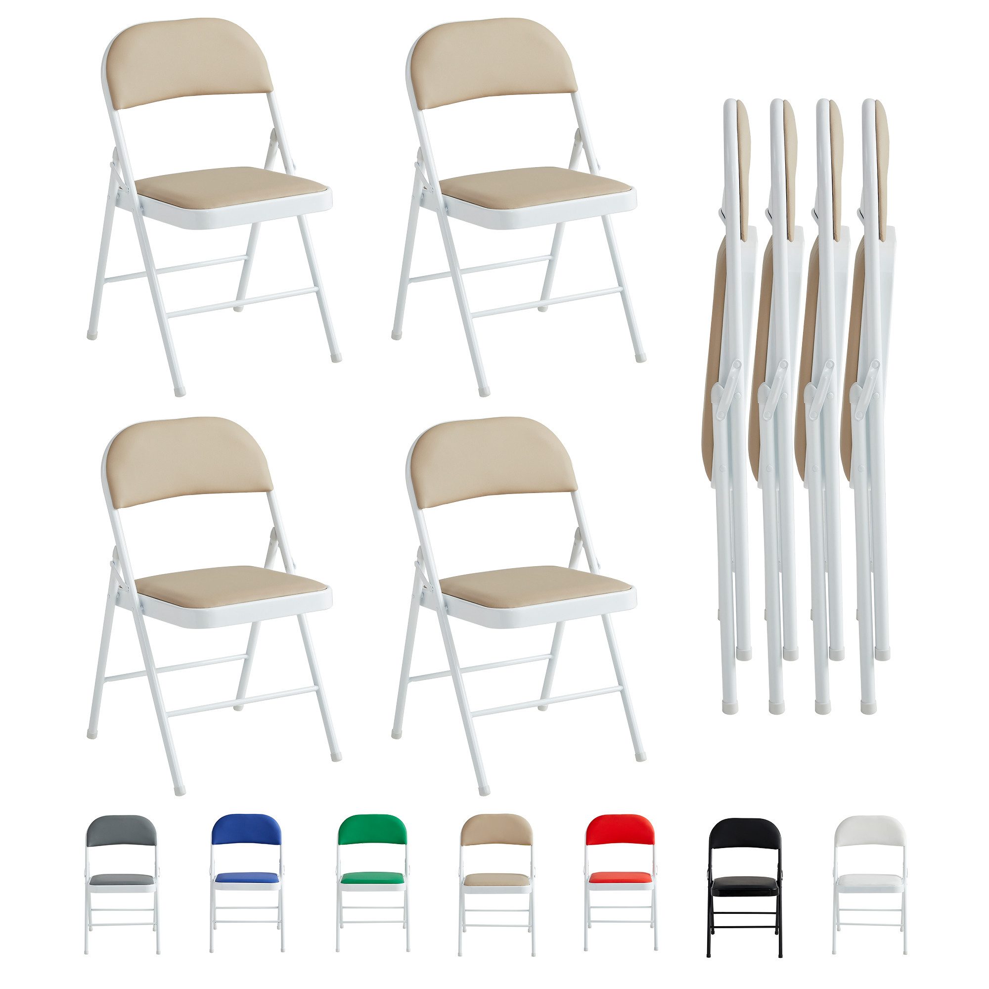 MCC direct Klappstuhl Kunstleder Klappstuhl gepolstert im 1er, 2er, 4er und 6er Set (4 St)