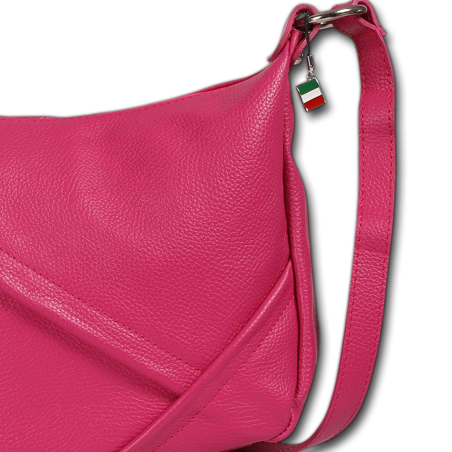 FLORENCE Schultertasche Florence Damen Schultertasche Leder (Schultertasche), Damen Schultertasche Leder, pink, fuchsia ca. 35cm x ca. 22cm hoch