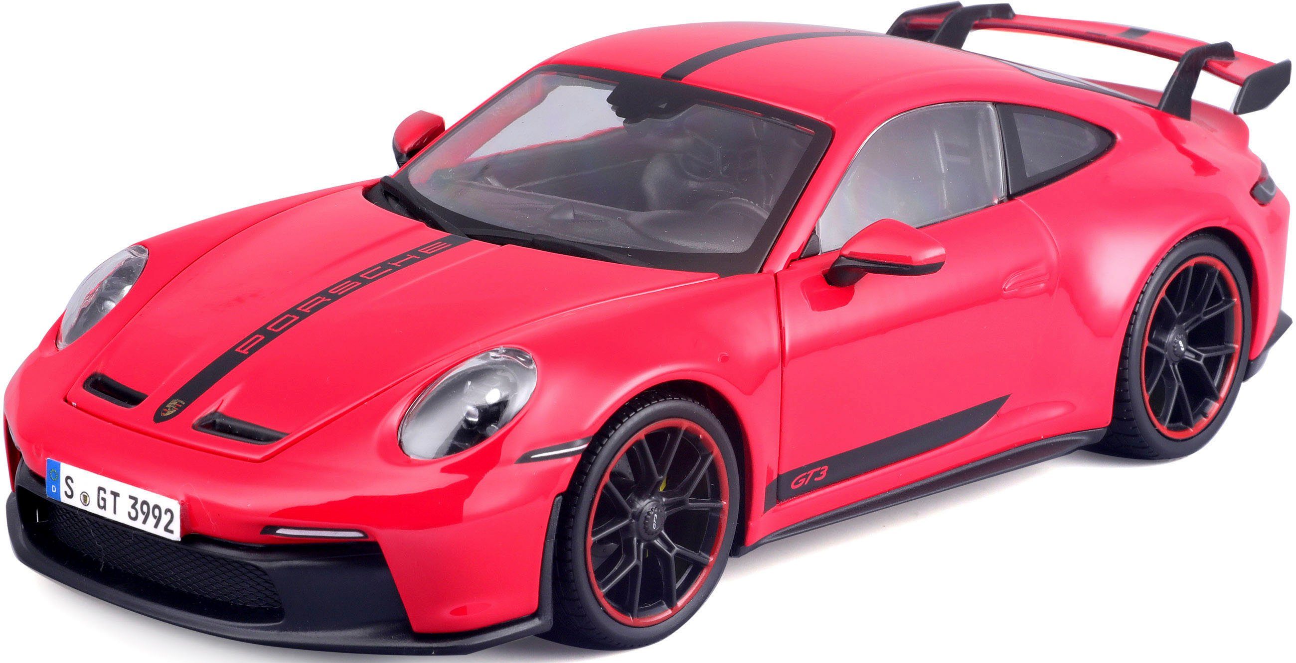 Maisto® Sammlerauto Porsche 911 GT3, ´23, rot mit Streifen, Maßstab 1:18