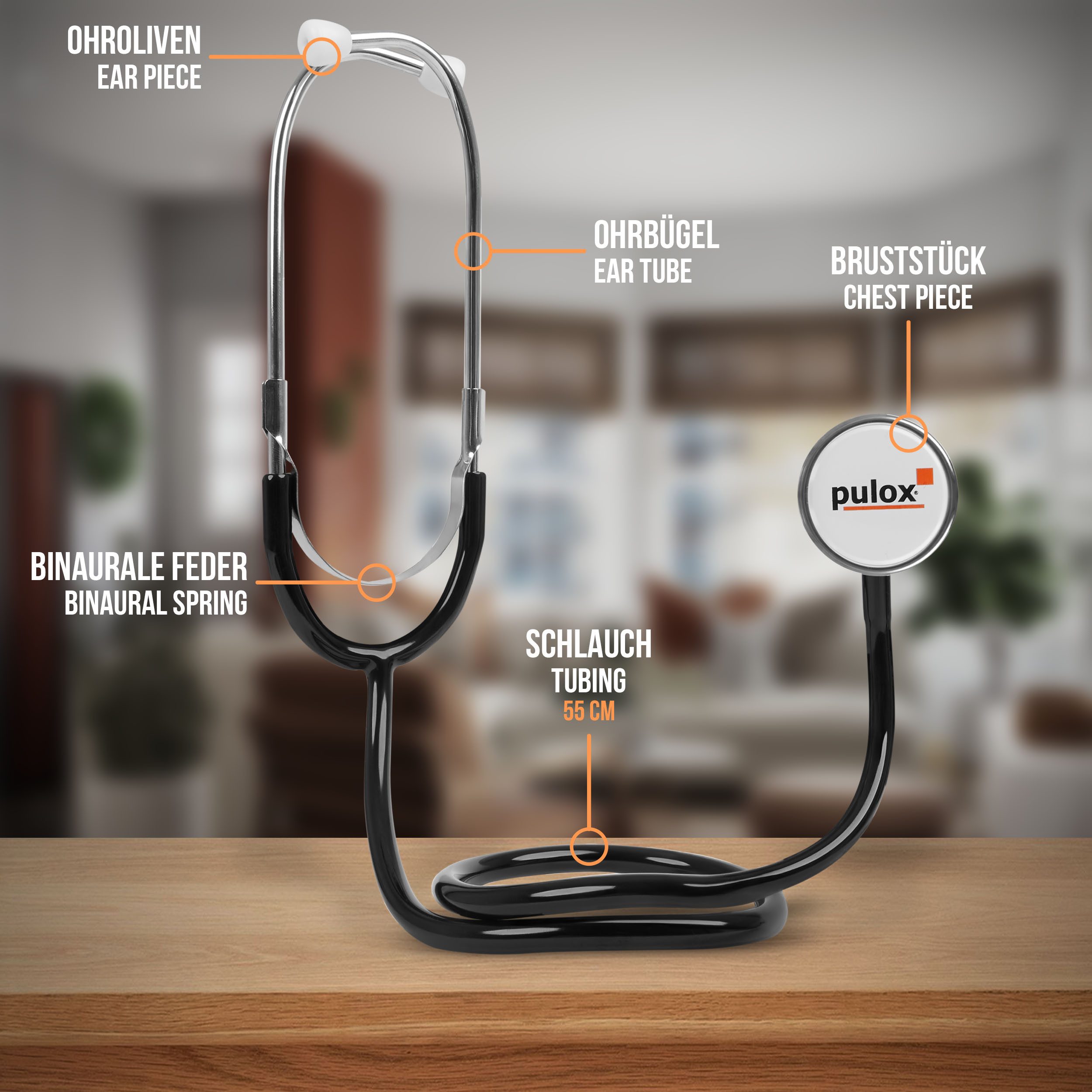 pulox Blutdruckmessgerät Set Aneroid Blutdruckmessgerät & Flachkopf-Stethoskop