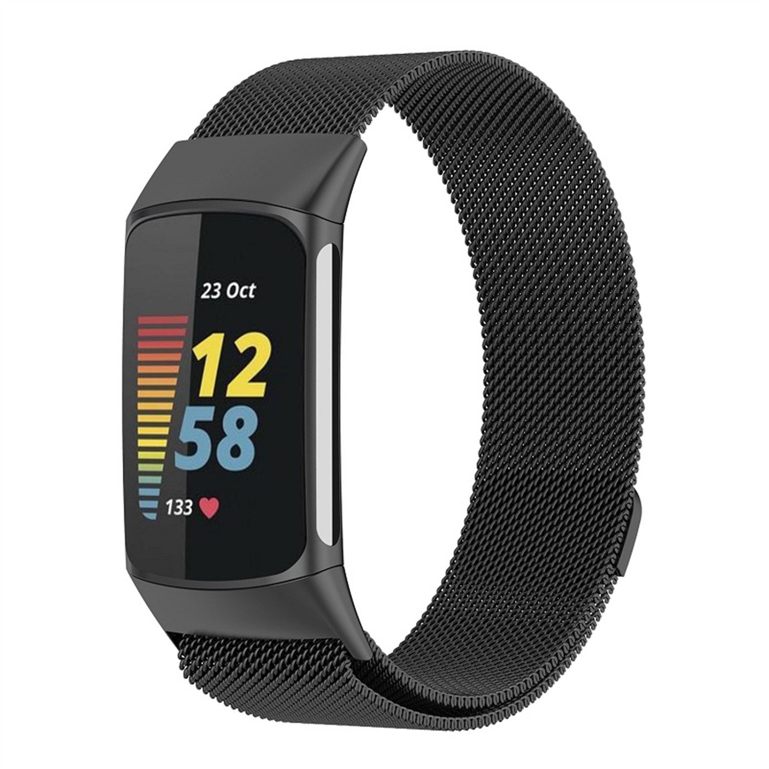 Wigento Smartwatch-Armband Für Fitbit Charge 6 / 5 Metall Stahl Mesh Armban günstig online kaufen