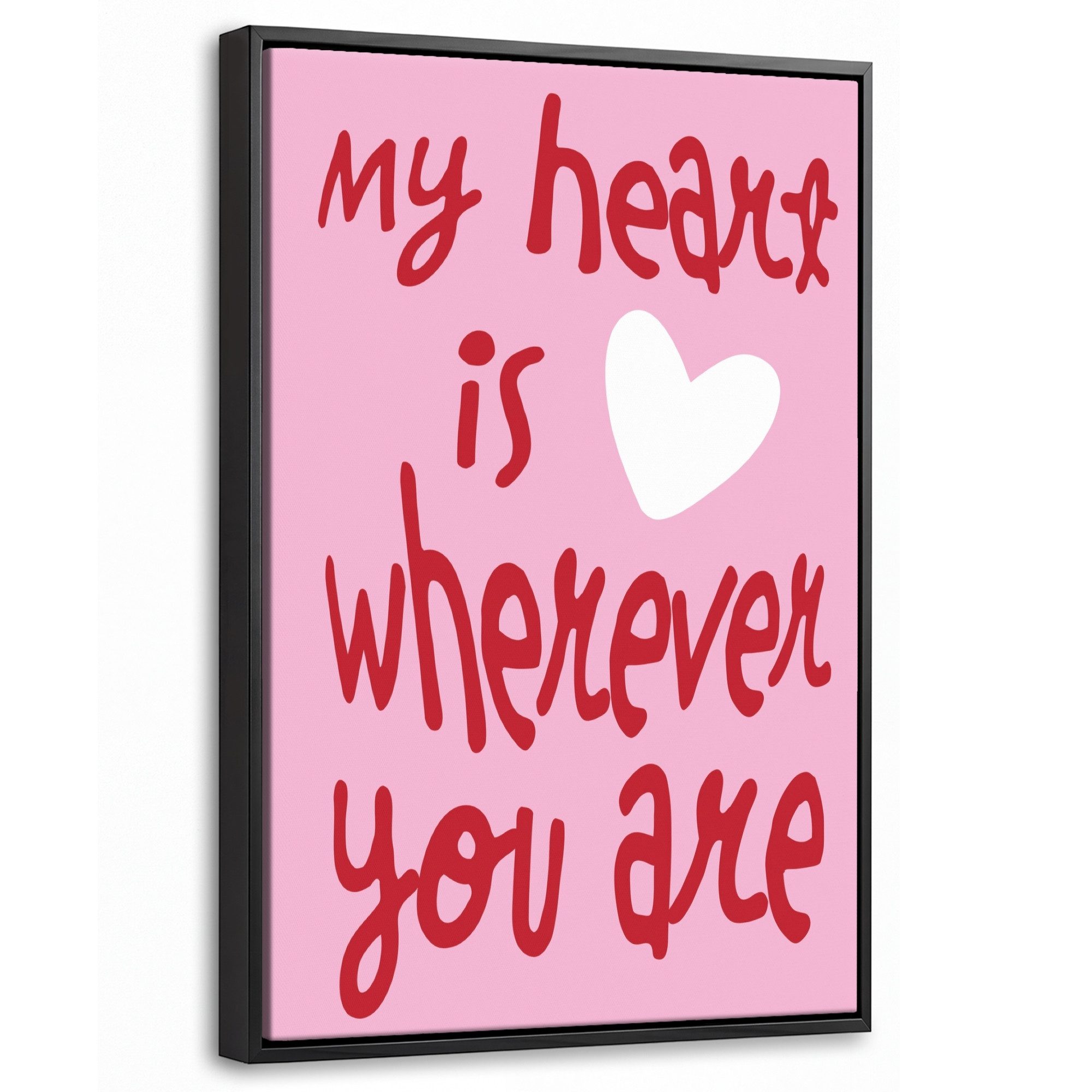 OneMillionCanvasses® Leinwandbild mit Rahmen - Valentinstag - Herz - Liebe - Rosa, Fotodruck (1 St), Deko für Wohnzimmer Schlafzimmer Küche 20x30cm