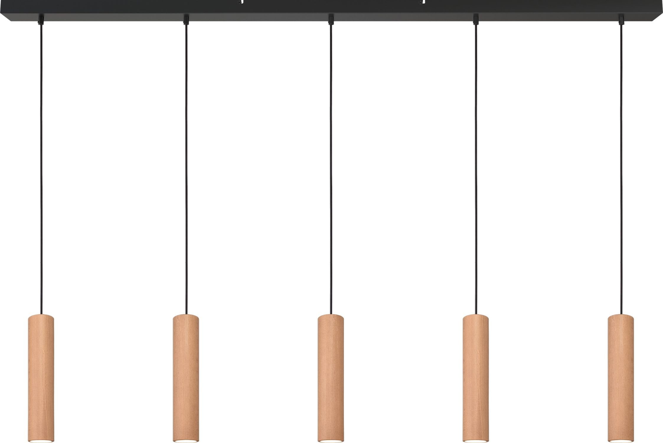 Licht-Erlebnisse Pendelleuchte STIFU, ohne Leuchtmittel, Holz Metall H: max. 130 cm Schwarz Eiche GU10 länglich Skandinavisch