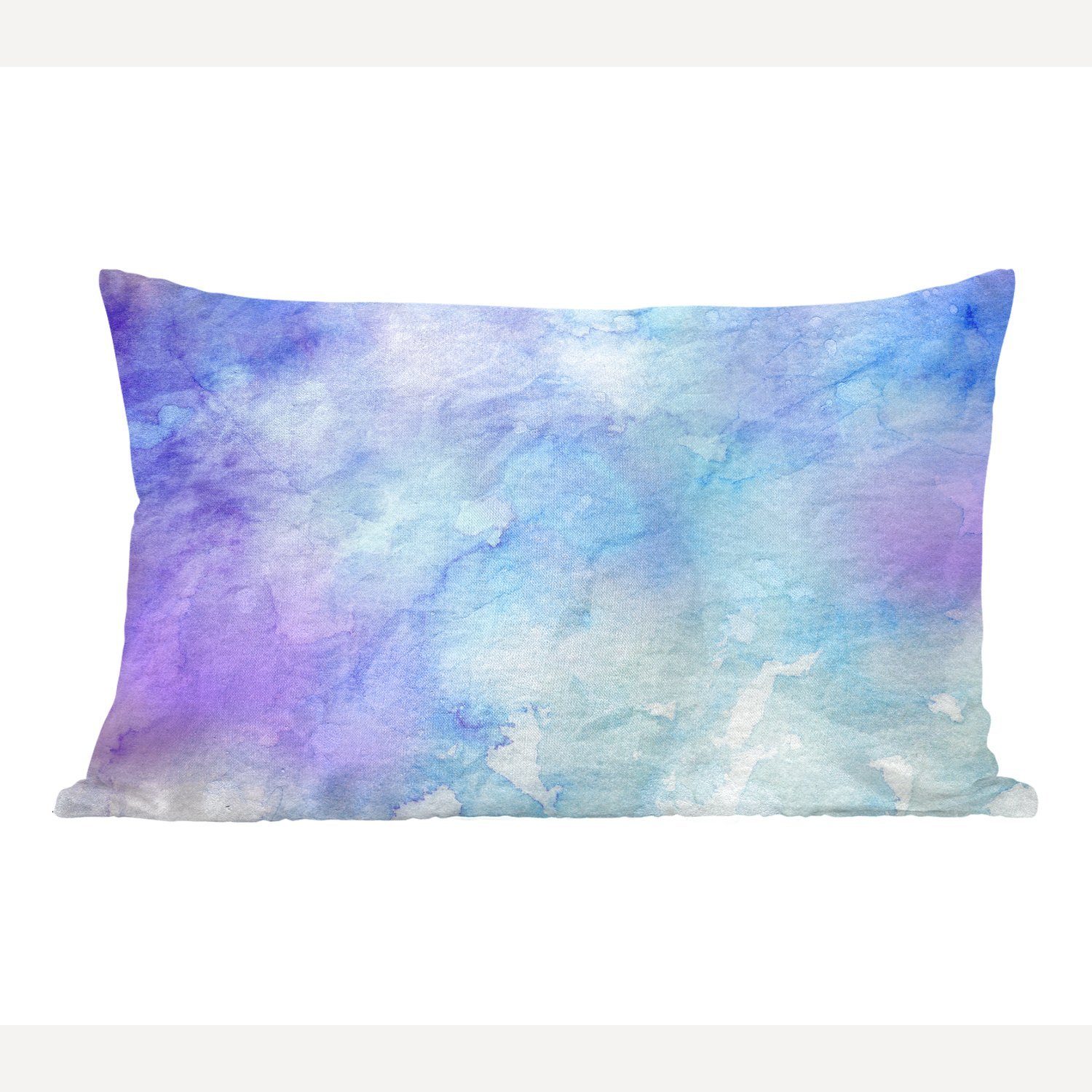 MuchoWow Dekokissen Aquarell - Lila - Hellblau, Wohzimmer Dekoration, Zierkissen, Dekokissen mit Füllung, Schlafzimmer