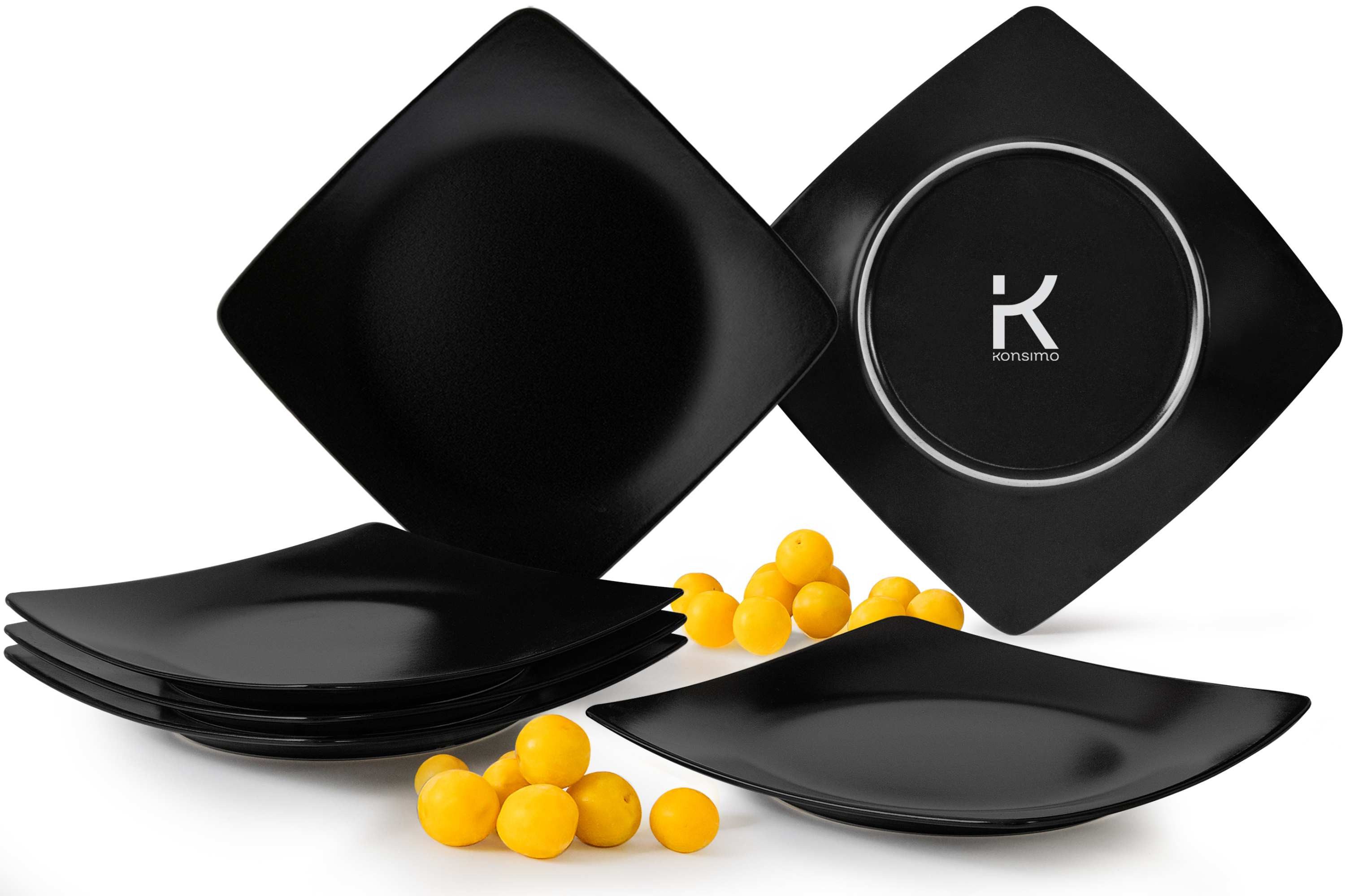 KONSIMO® Teller-Set EPIRI Geschirrset Dessertteller 6 Personen, hergestellt in der EU (6-tlg), 6 Personen, Keramik, quadratisch, Spulmachinen- und Mikrowellengeeignet