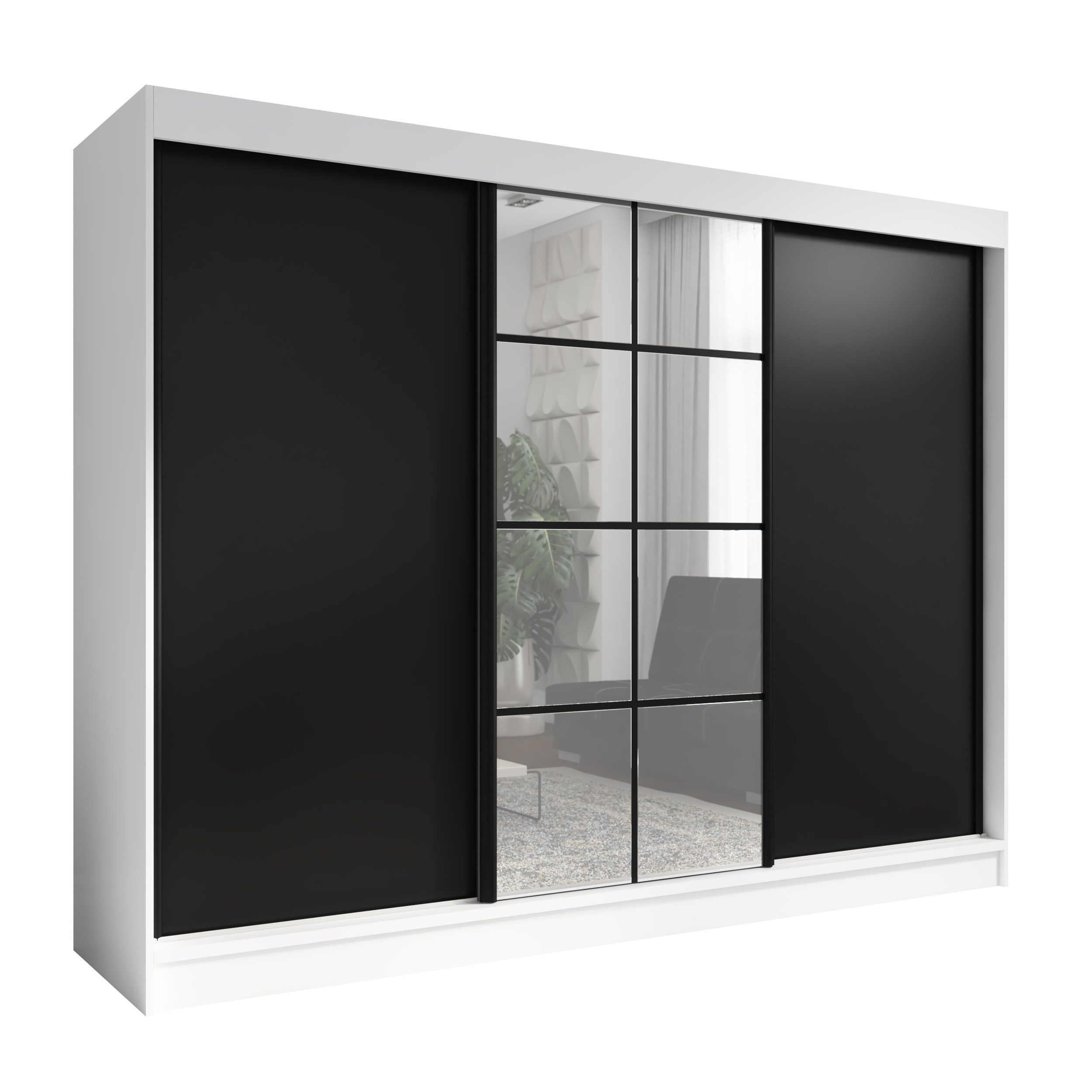A&J MöbelLand GmbH Schwebetürenschrank ORAVELLE 3-türiger Kleiderschrank mit Spiegel, 4 Schubladen (TOP ANGEBOT! Geräumiger Schrank mit einer Breite von 200 cm und Spiegel, ideal zur Aufbewahrung von Kleidung und Accessoires. 4 Schubladen gratis und viel Stauraum. TOP PRODUKT! Wählen Sie das ideale Modell für Ihr Schlafzimmer!, Gratis 4 Schubladen – Katalogpreis der Schubladen 219 Euro) Breite: 200 cm, Höhe: 215 cm, Tiefe: 59,5 cm