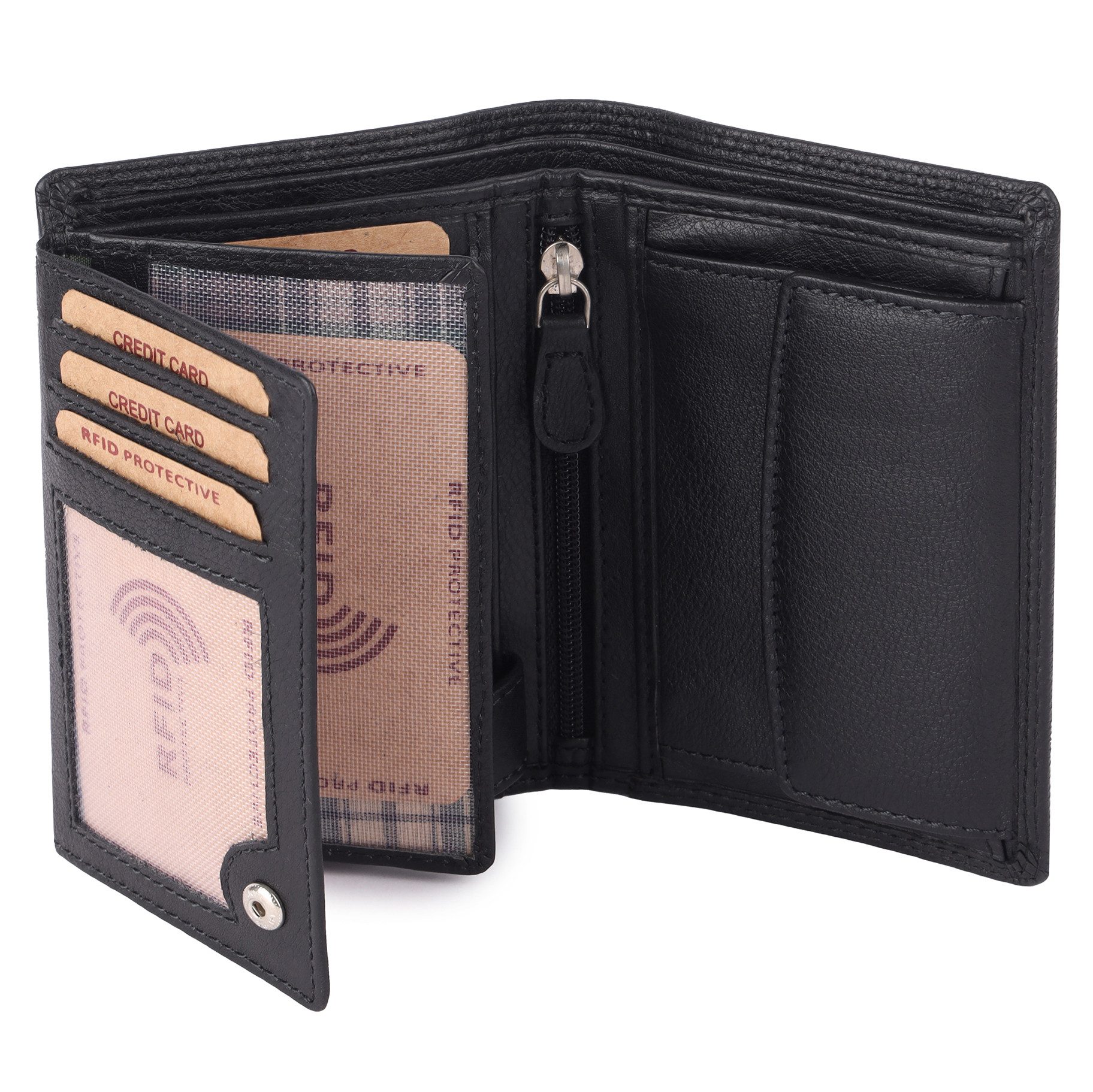 Benthill Geldbörse Herren Echt Leder Portemonnaie RFID Männer Geldbeutel Vintage Slim, RFID-Schutz Kartenfächer Münzfach