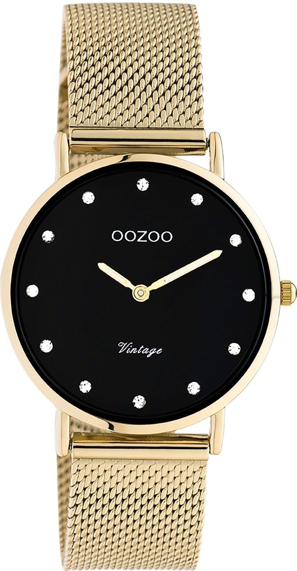 OOZOO Quarzuhr Oozoo Unisex Armbanduhr gold Analog, Damen, Herrenuhr rund, mittel (ca 32mm) Edelstahlarmband, ElegantStyle