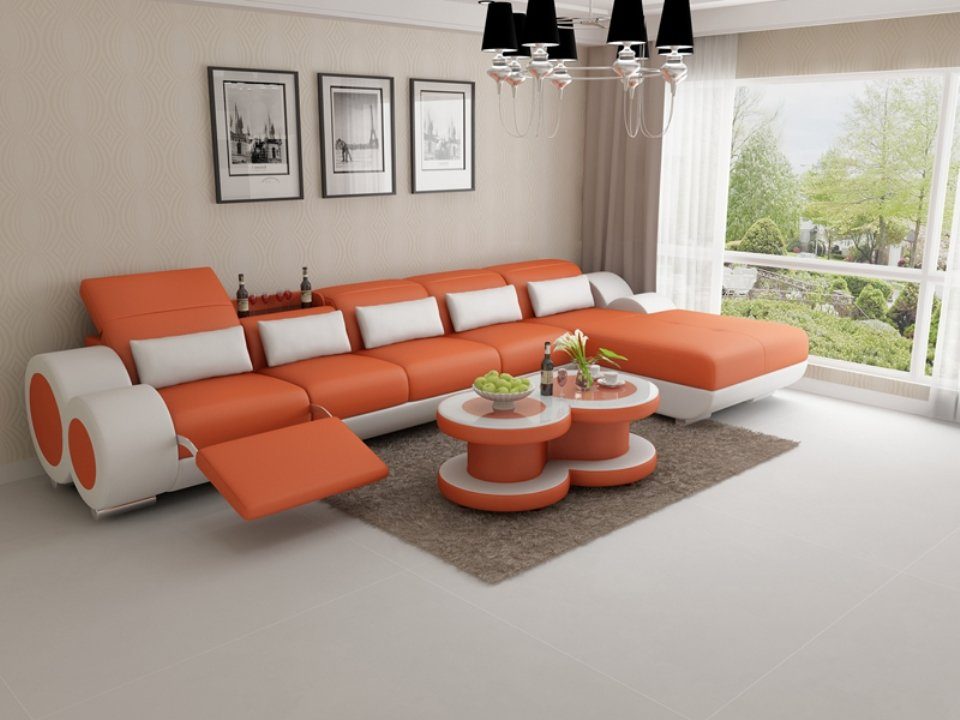 JVmoebel Ecksofa, Ledersofa Couch Design Sofa Eck Wohnlandschaft Ecksofa Modern