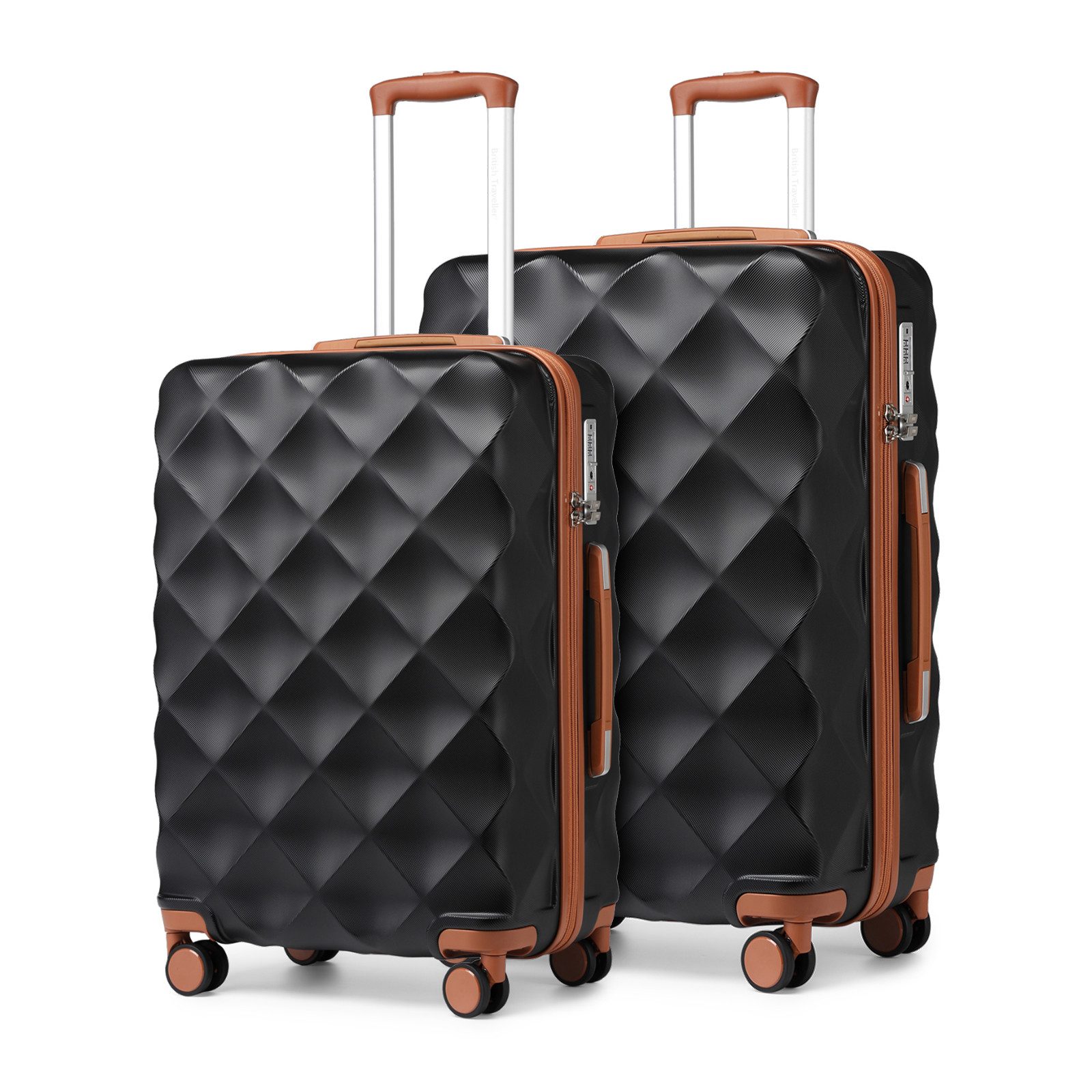 British Traveller Koffer ABS+PC Trolley mit TSA-Schloss, Ideal als Reisekoffer, Rollkoffer