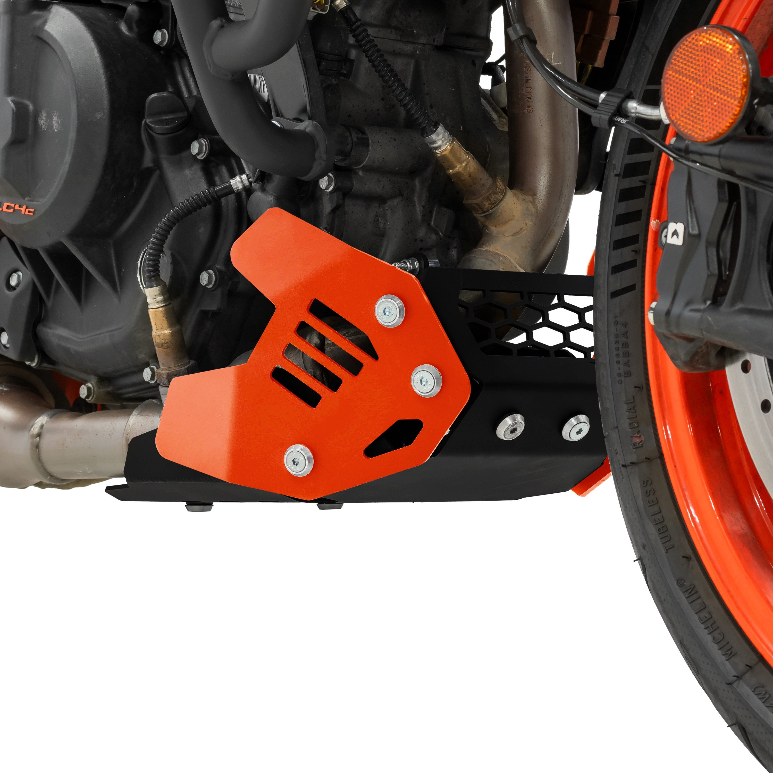 ZIEGER Motor-Schutzhülle Motorschutz kompatibel mit KTM 390 Duke, Aluminium schwarz, orange