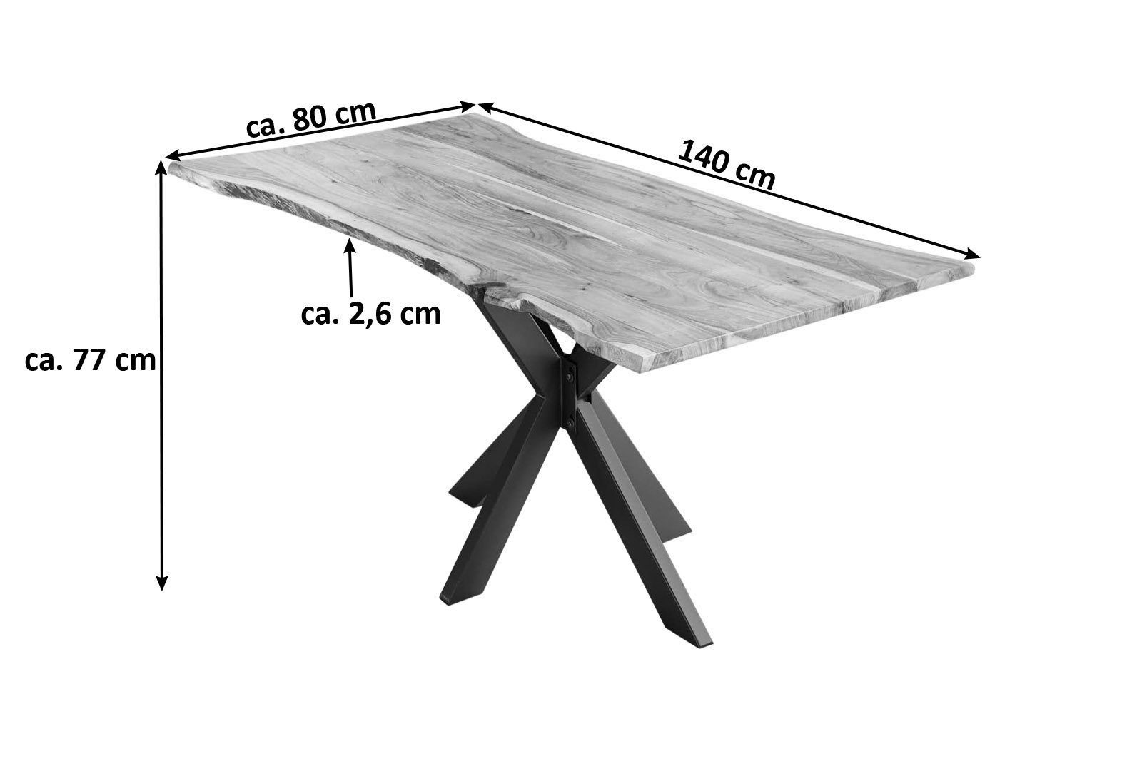 SAM® Baumkantentisch Memphistos, Akazienholz, Baumkante, Metallgestell günstig online kaufen