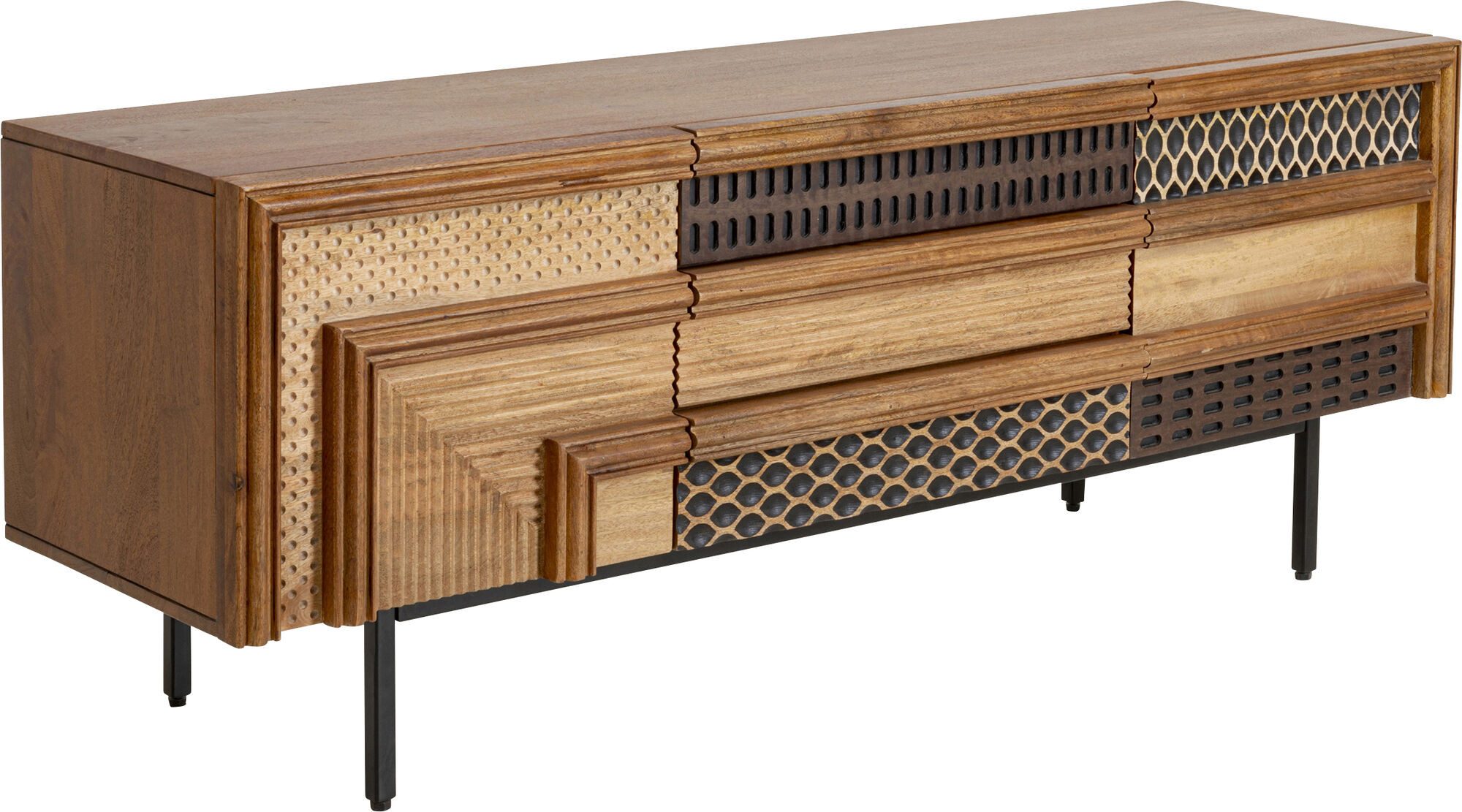 Kare Design Lowboard Gino, Massivholz, mit Schnitzereien, Breite 140 cm