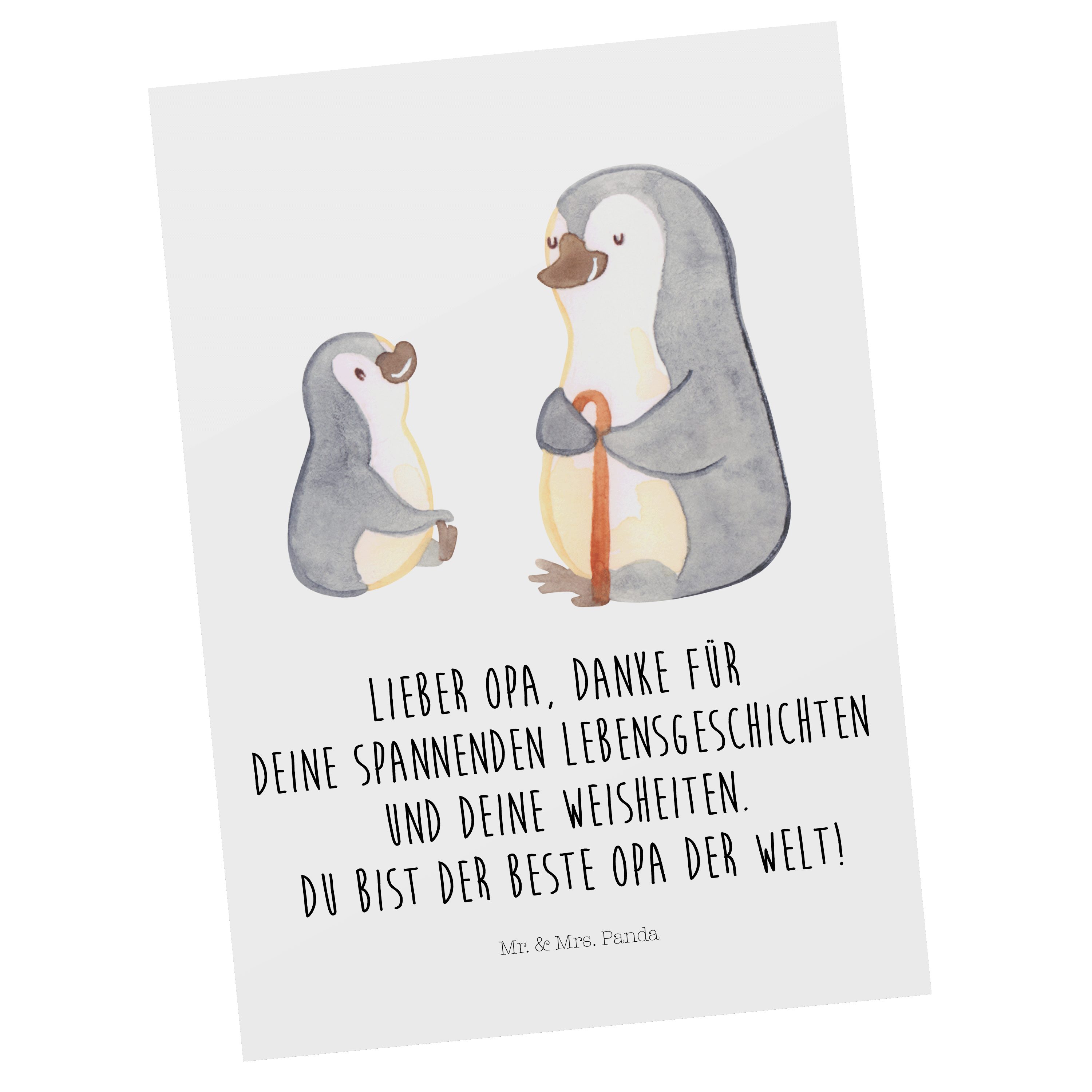 Mr. & Mrs. Panda Postkarte Pinguin Opa Enkel - Weiß - Geschenk, Opi, bester Opa, Großvater, Gesc