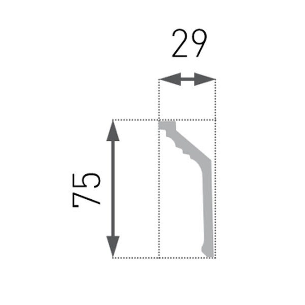 PROVISTON Stuckleiste Polystyrol, 32 x 75 x 2000 mm, Weiß, Deckenleiste, Kleben, Polystyrol, 1-St.