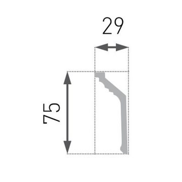 PROVISTON Stuckleiste Polystyrol, 32 x 75 x 2000 mm, Weiß, Deckenleiste